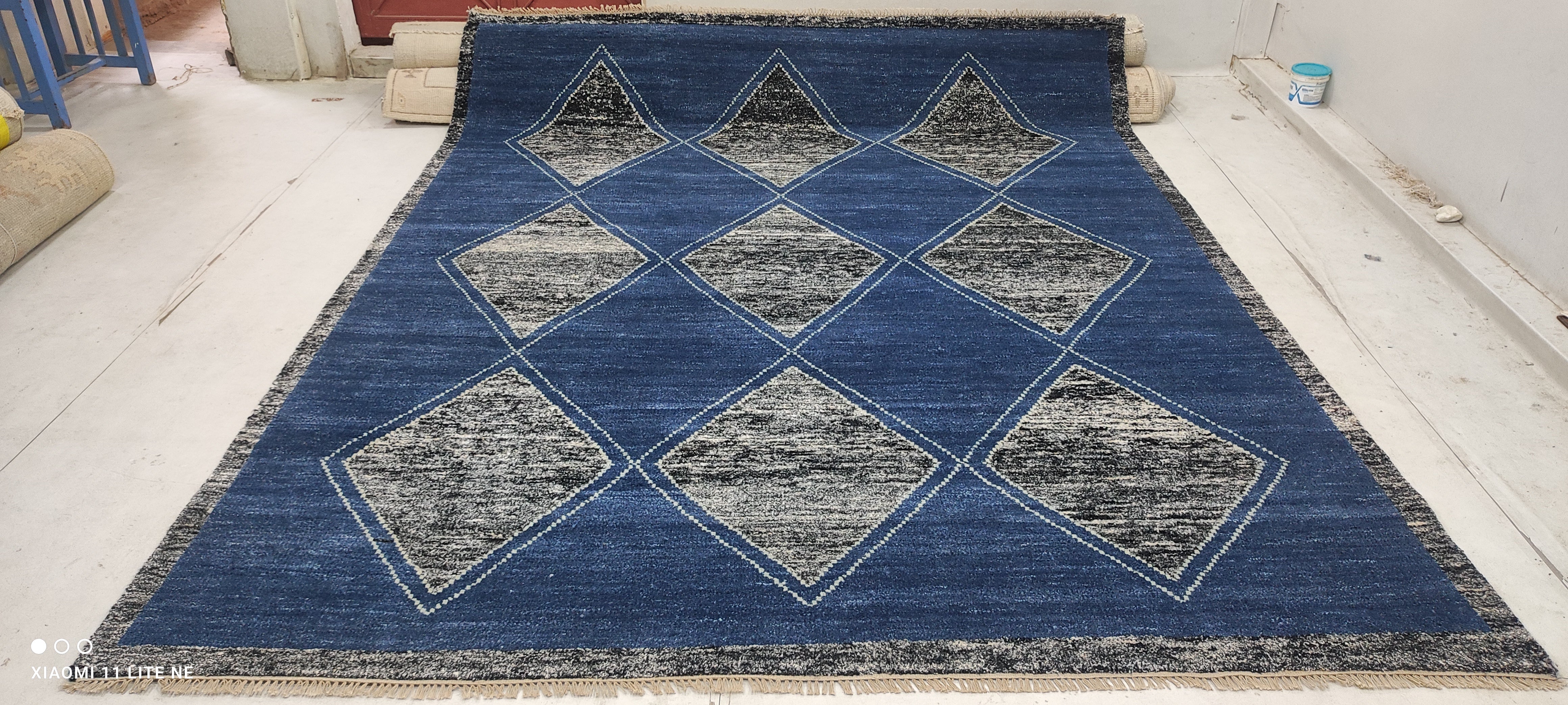 Chris Chirdon 8x10 Blue Hand-Knotted Modern Style Rug