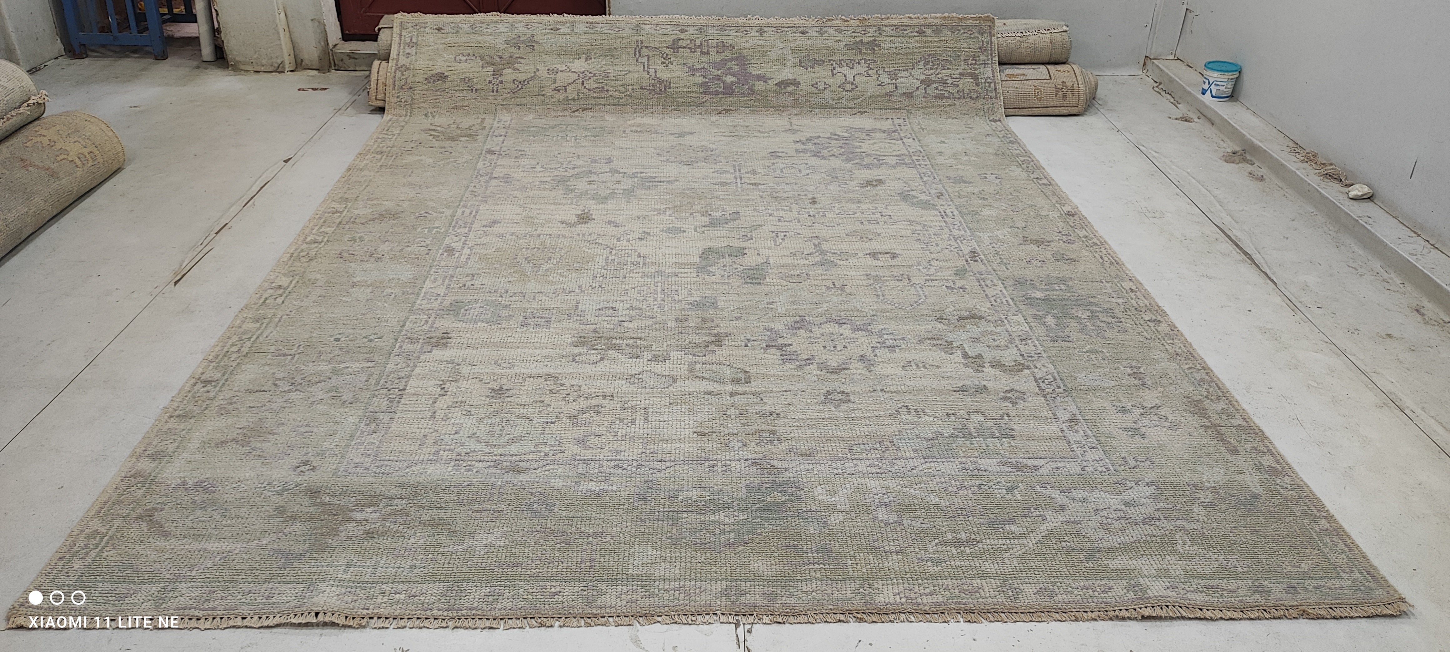 Raven Bowens 7.9x10 Grey Hand-Knotted Oushak Rug