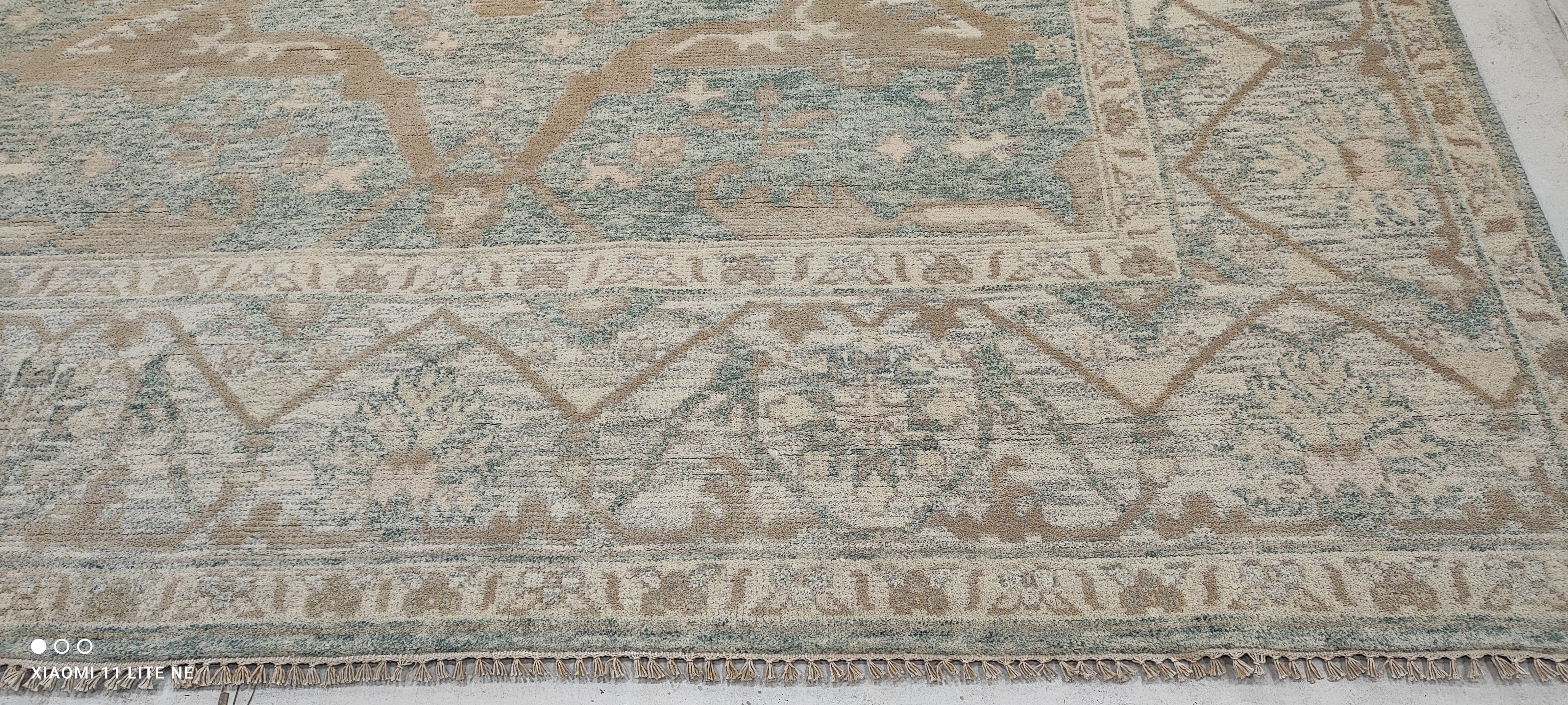 Kelly Allen 8x10 Light Green Hand-Knotted Oushak Rug