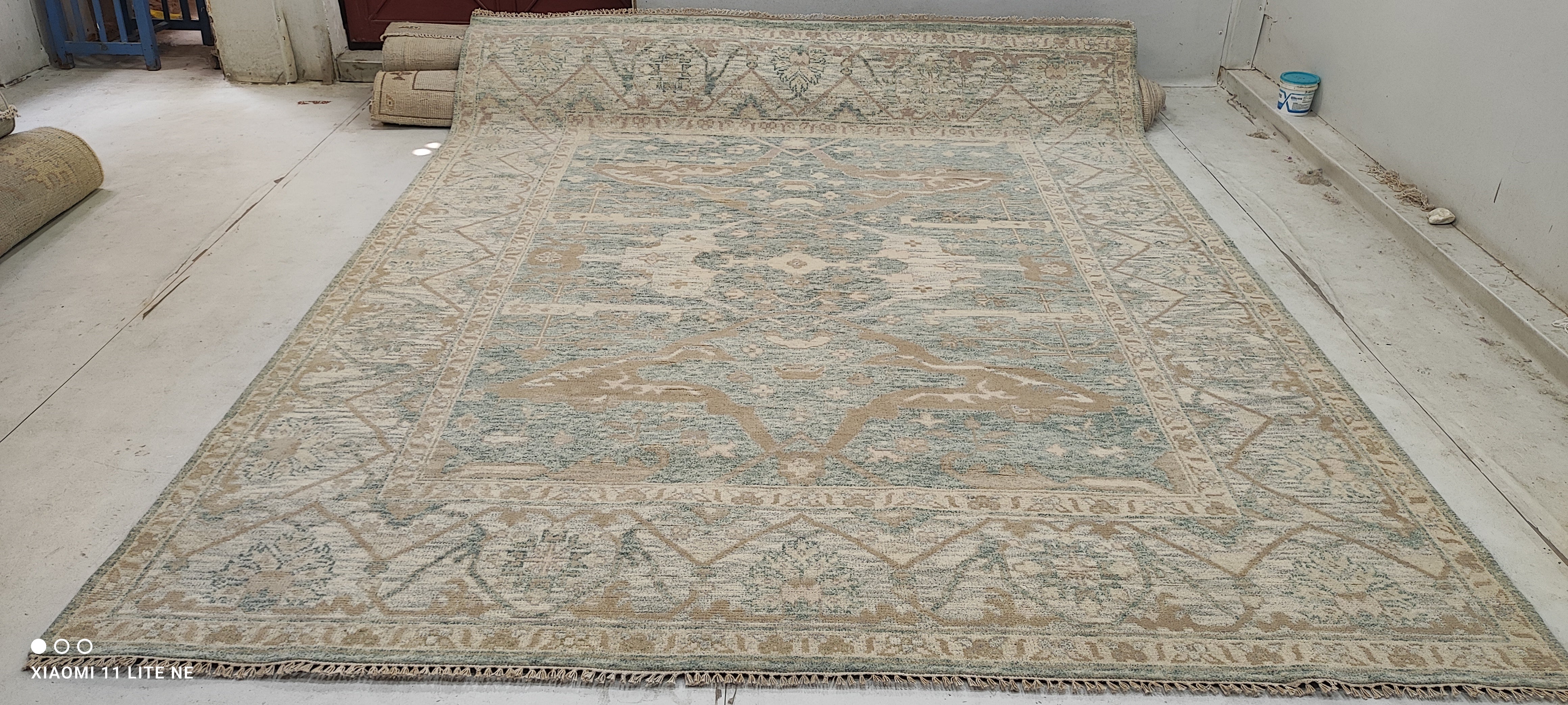Kelly Allen 8x10 Light Green Hand-Knotted Oushak Rug