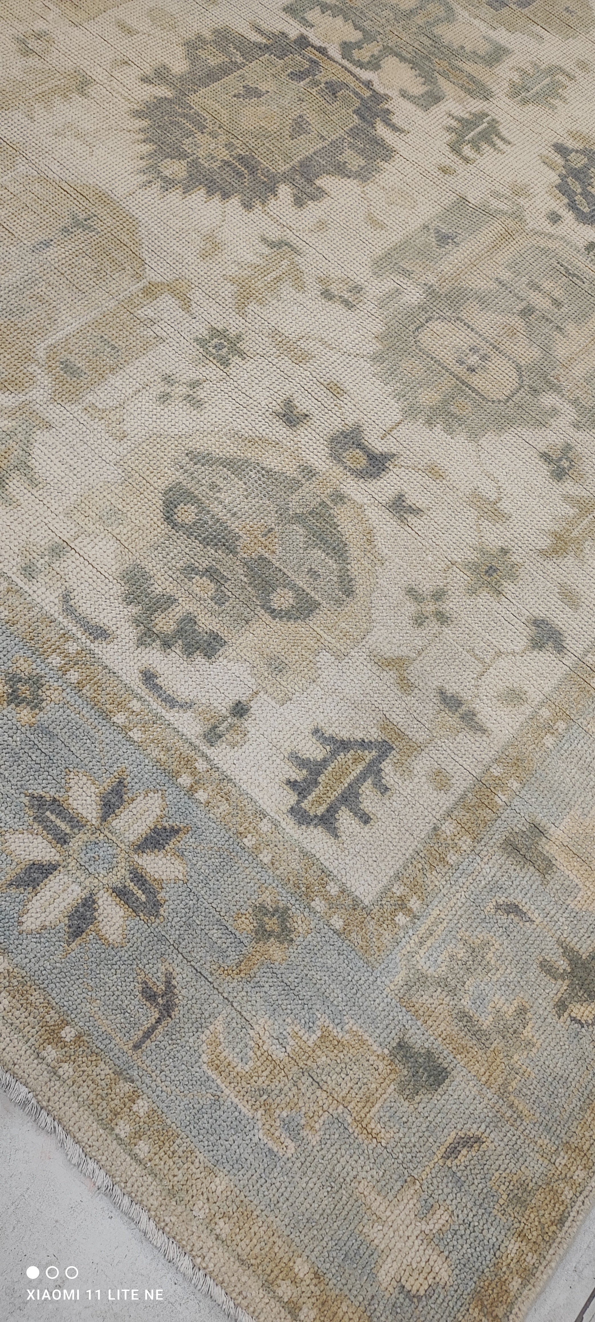 Carole Keen 8x9.9 Light Blue Hand-Knotted Oushak Rug