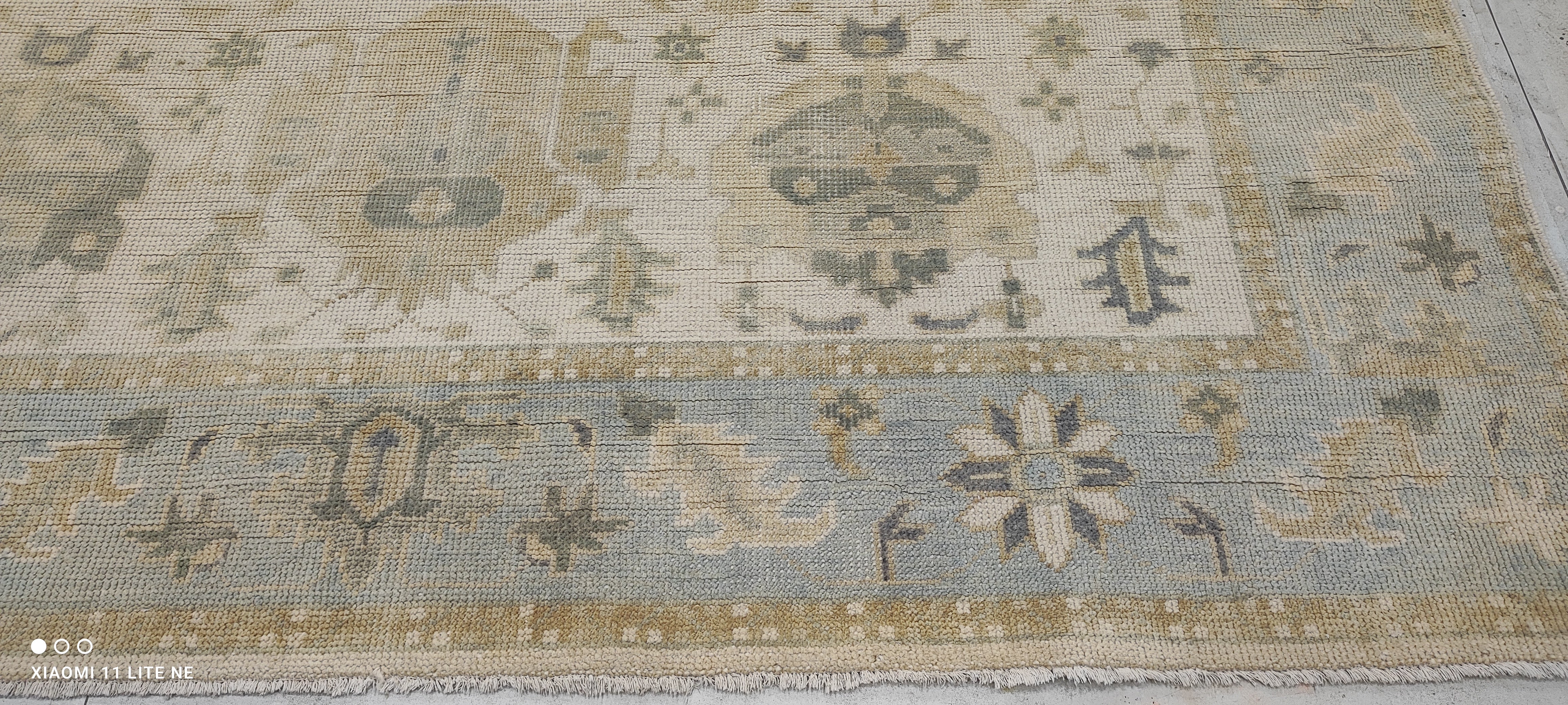 Carole Keen 8x9.9 Light Blue Hand-Knotted Oushak Rug