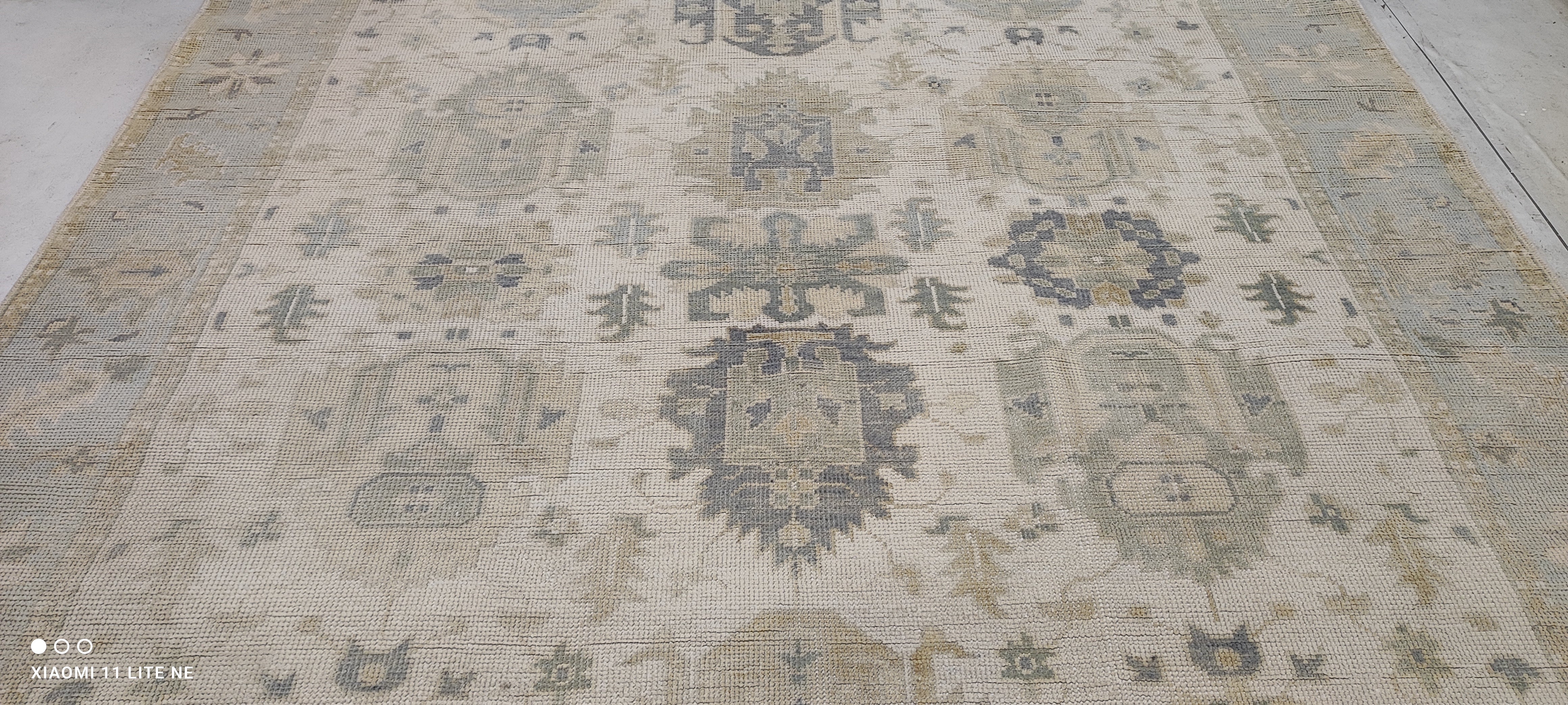 Carole Keen 8x9.9 Light Blue Hand-Knotted Oushak Rug