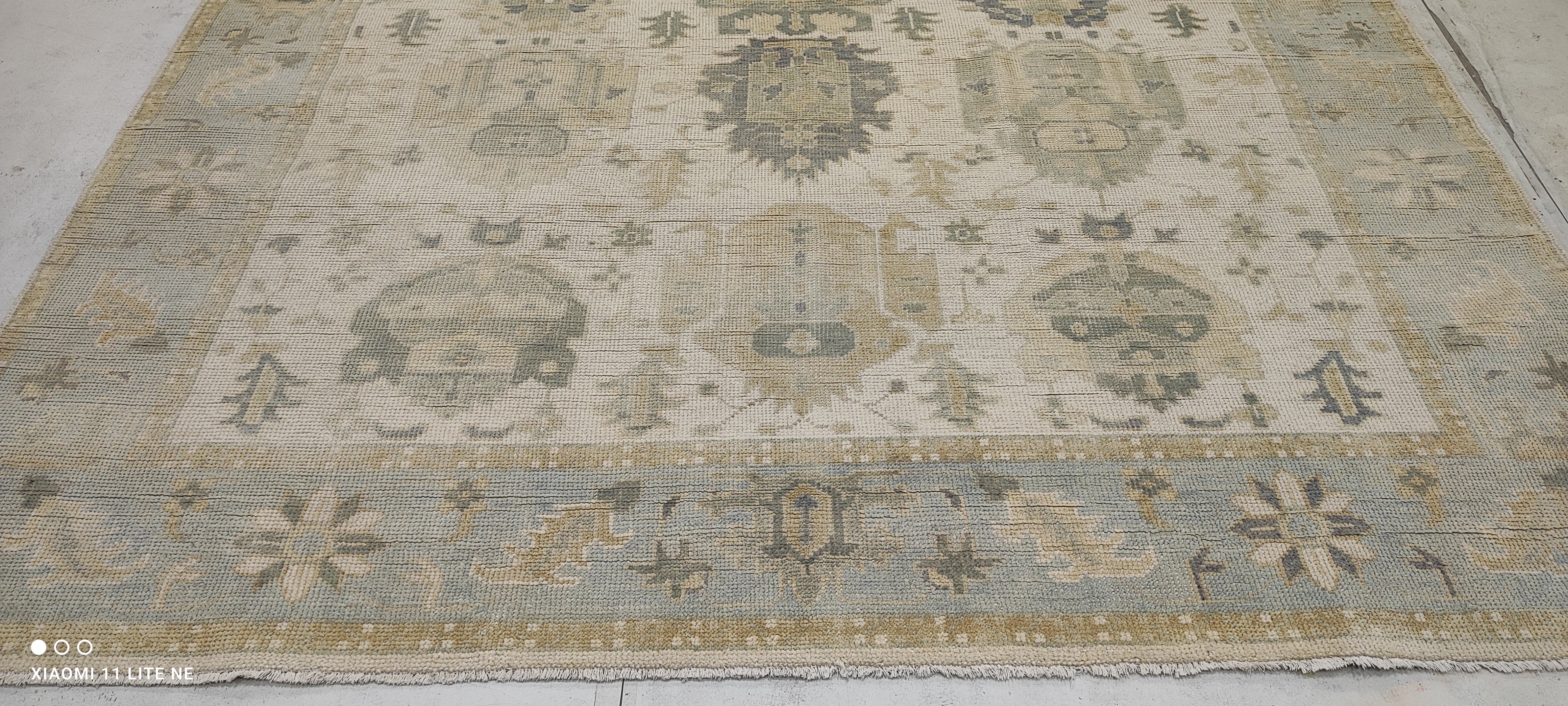 Carole Keen 8x9.9 Light Blue Hand-Knotted Oushak Rug