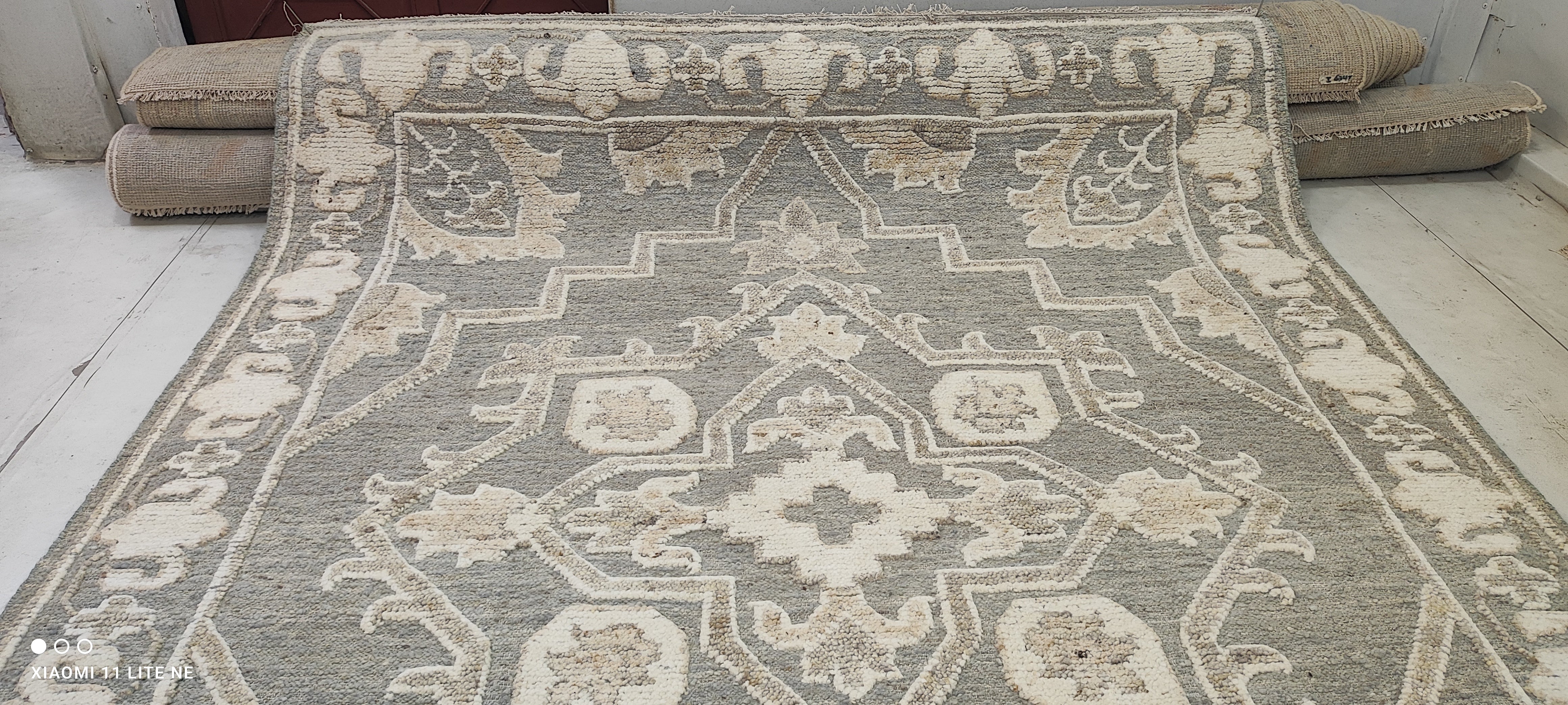 Jackie Hoffman 8x10.6 Grey Hand-Knotted Serapi Rug