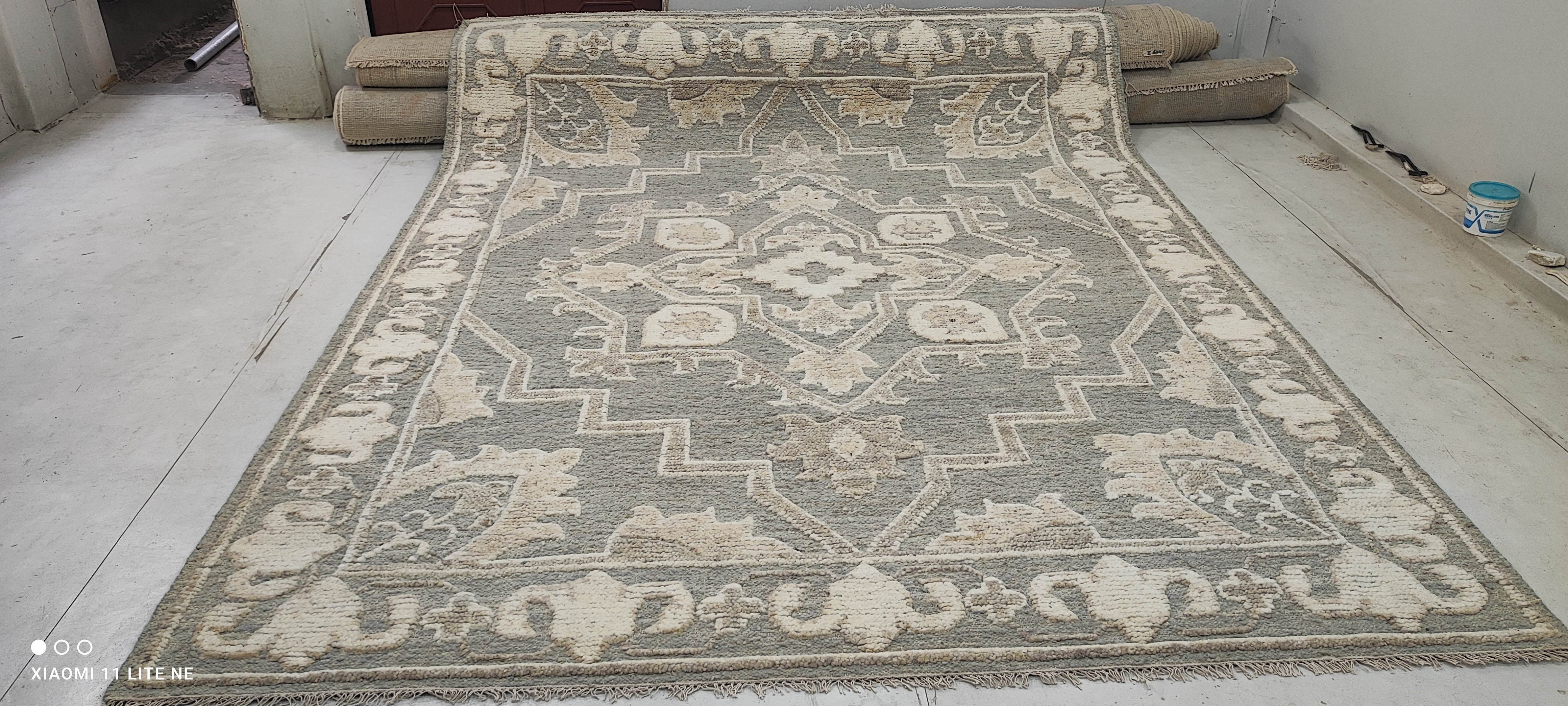 Jackie Hoffman 8x10.6 Grey Hand-Knotted Serapi Rug