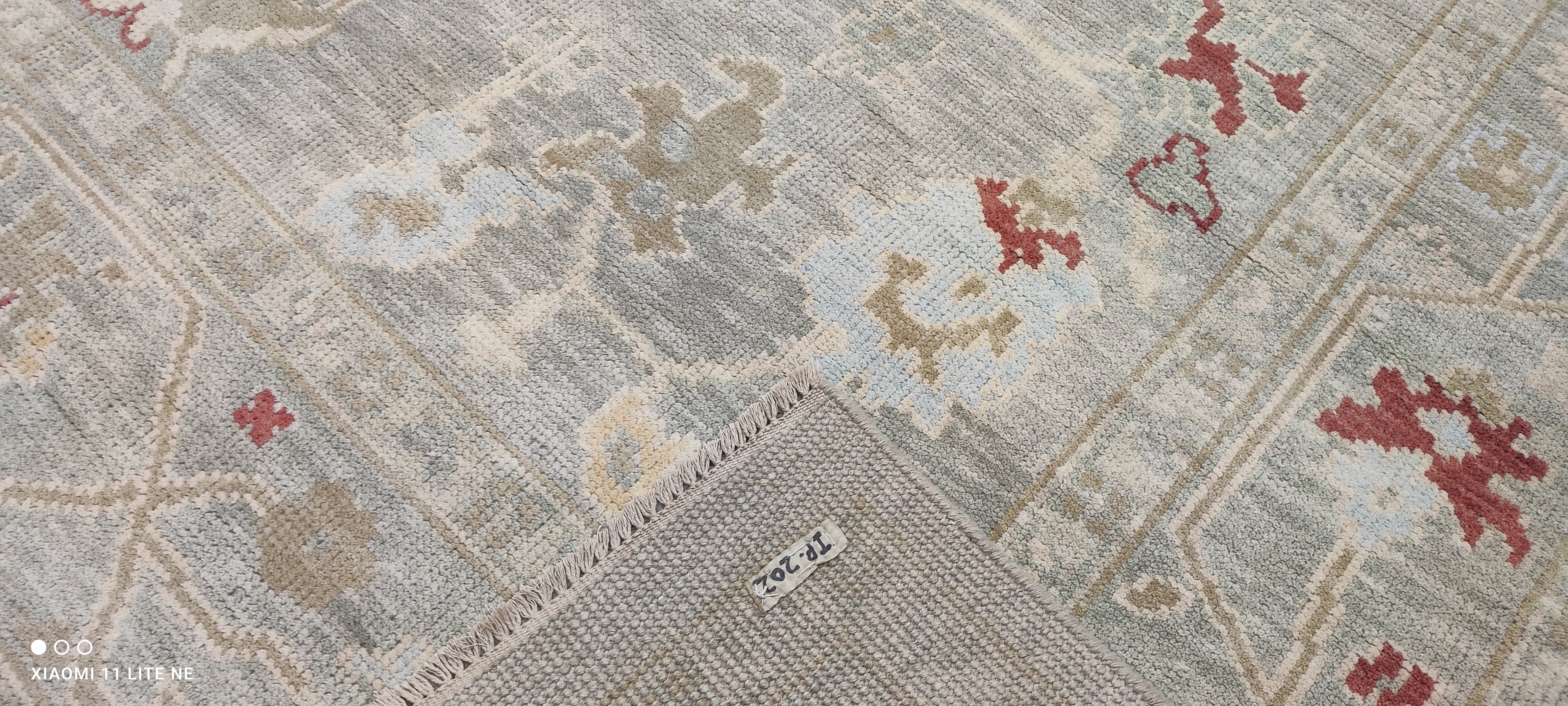 Lilin Lace 8.9x12.3 Light Green Hand-Knotted Oushak Rug