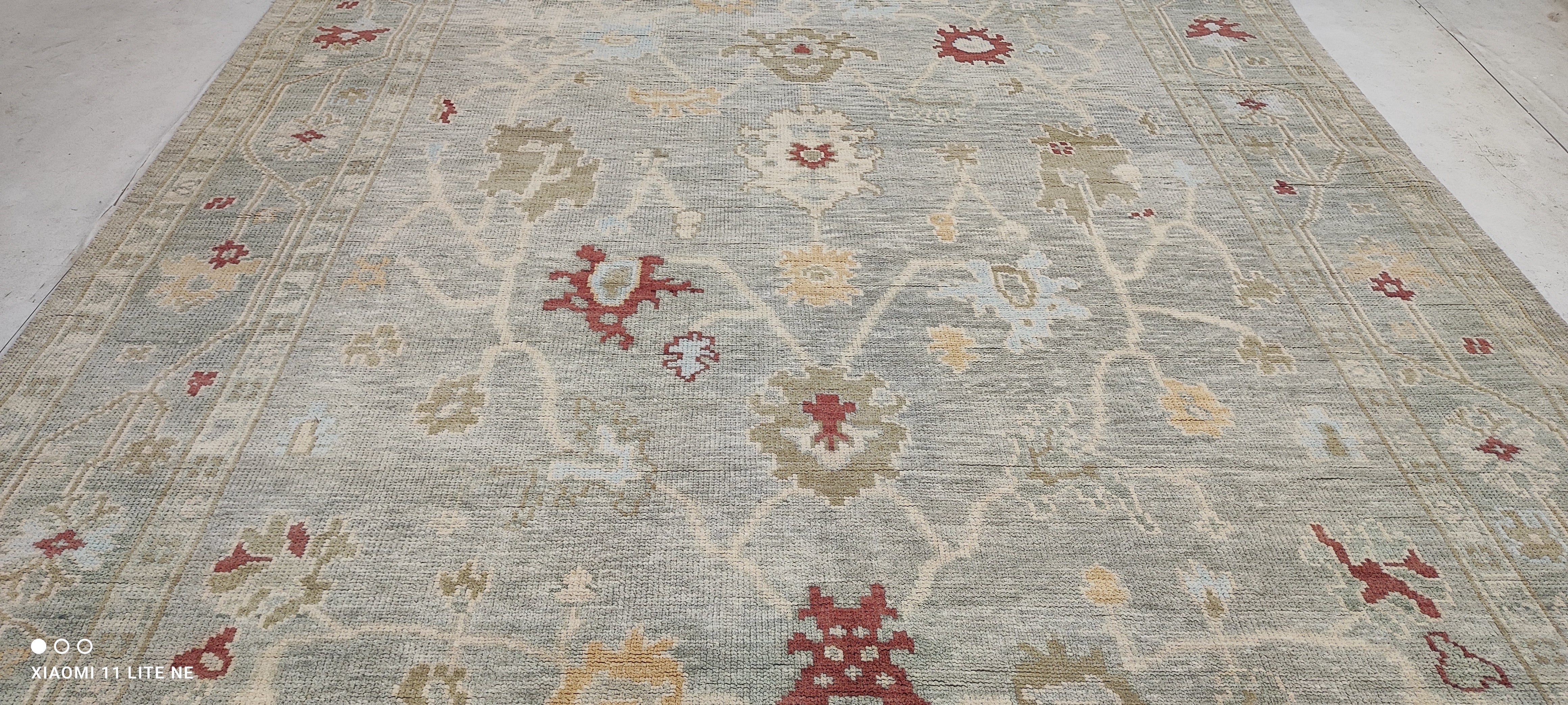 Lilin Lace 8.9x12.3 Light Green Hand-Knotted Oushak Rug