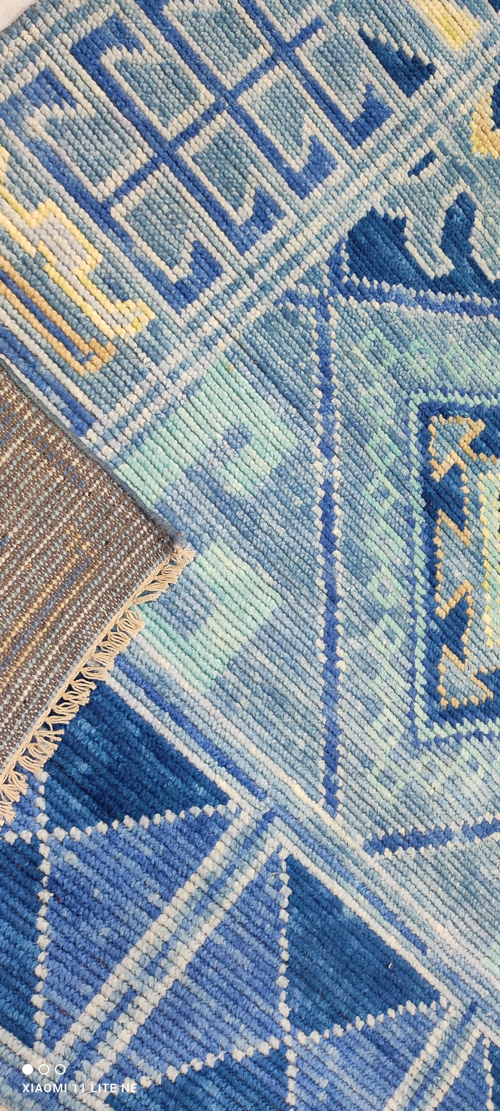 Erica Mansfield 9x12.6 Bue Hand-Knotted Oushak Rug