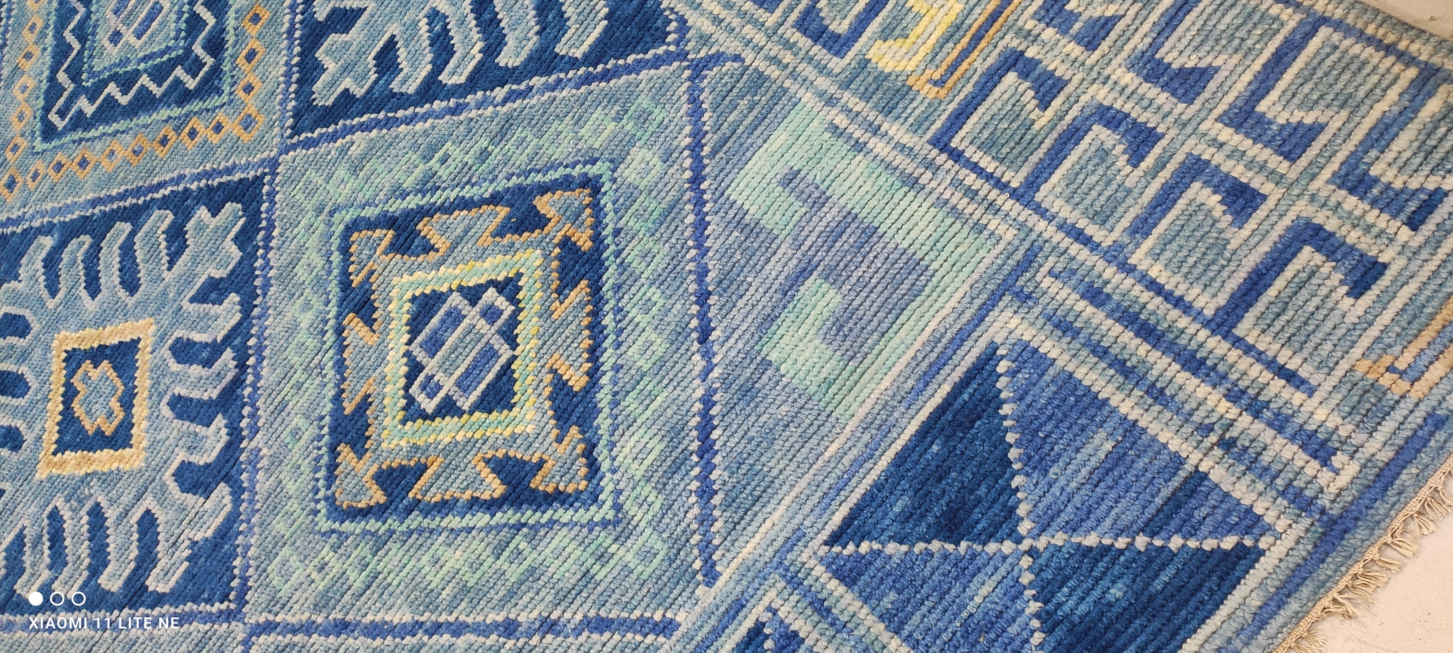 Erica Mansfield 9x12.6 Bue Hand-Knotted Oushak Rug