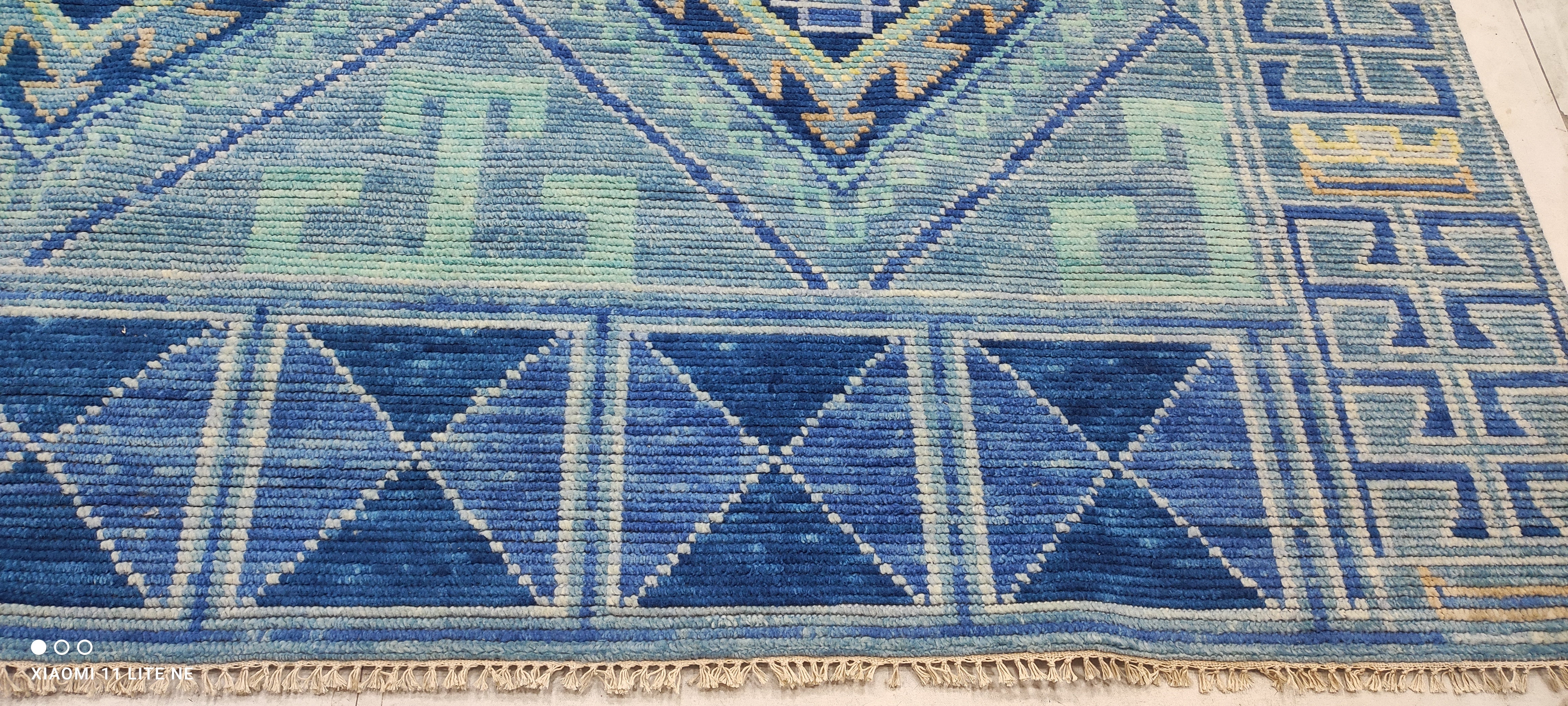 Erica Mansfield 9x12.6 Bue Hand-Knotted Oushak Rug