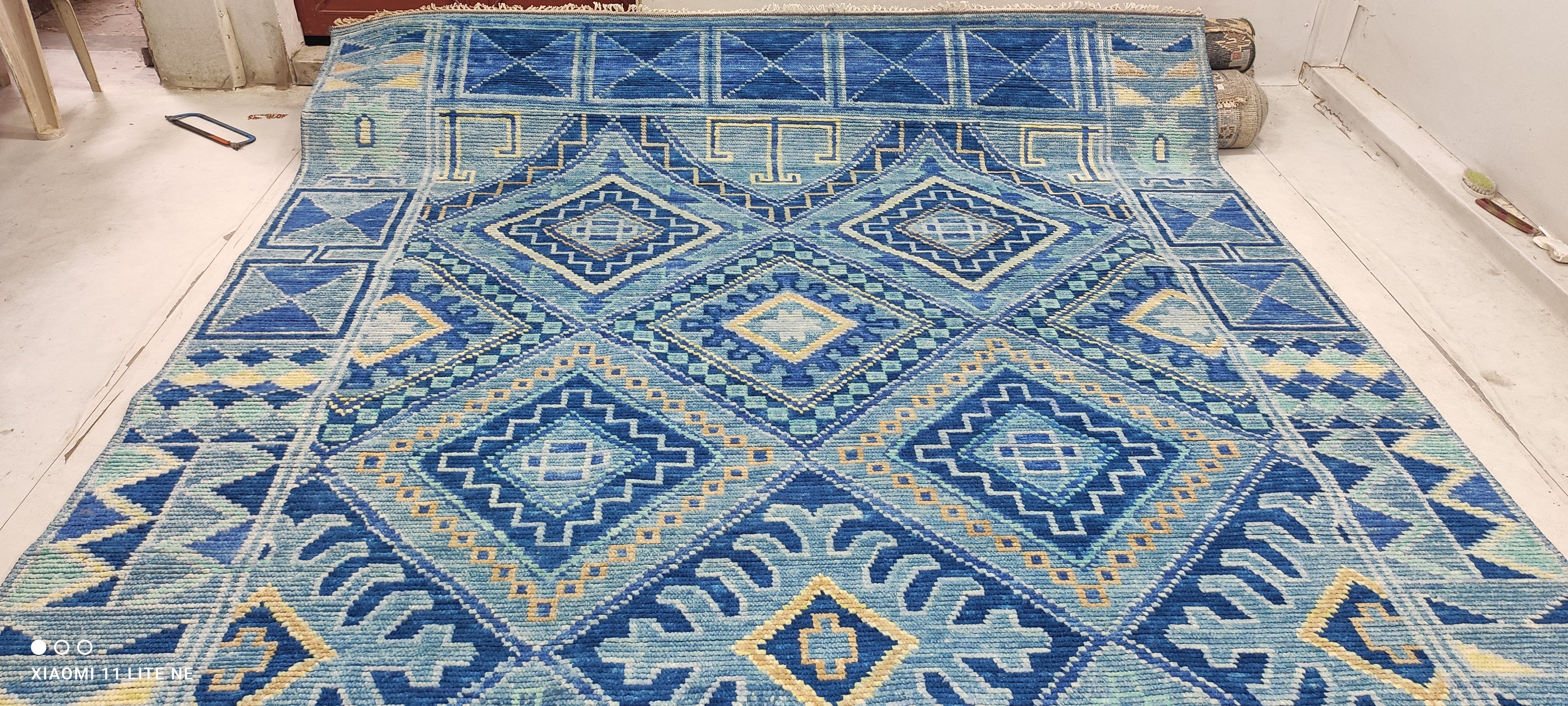 Erica Mansfield 9x12.6 Bue Hand-Knotted Oushak Rug
