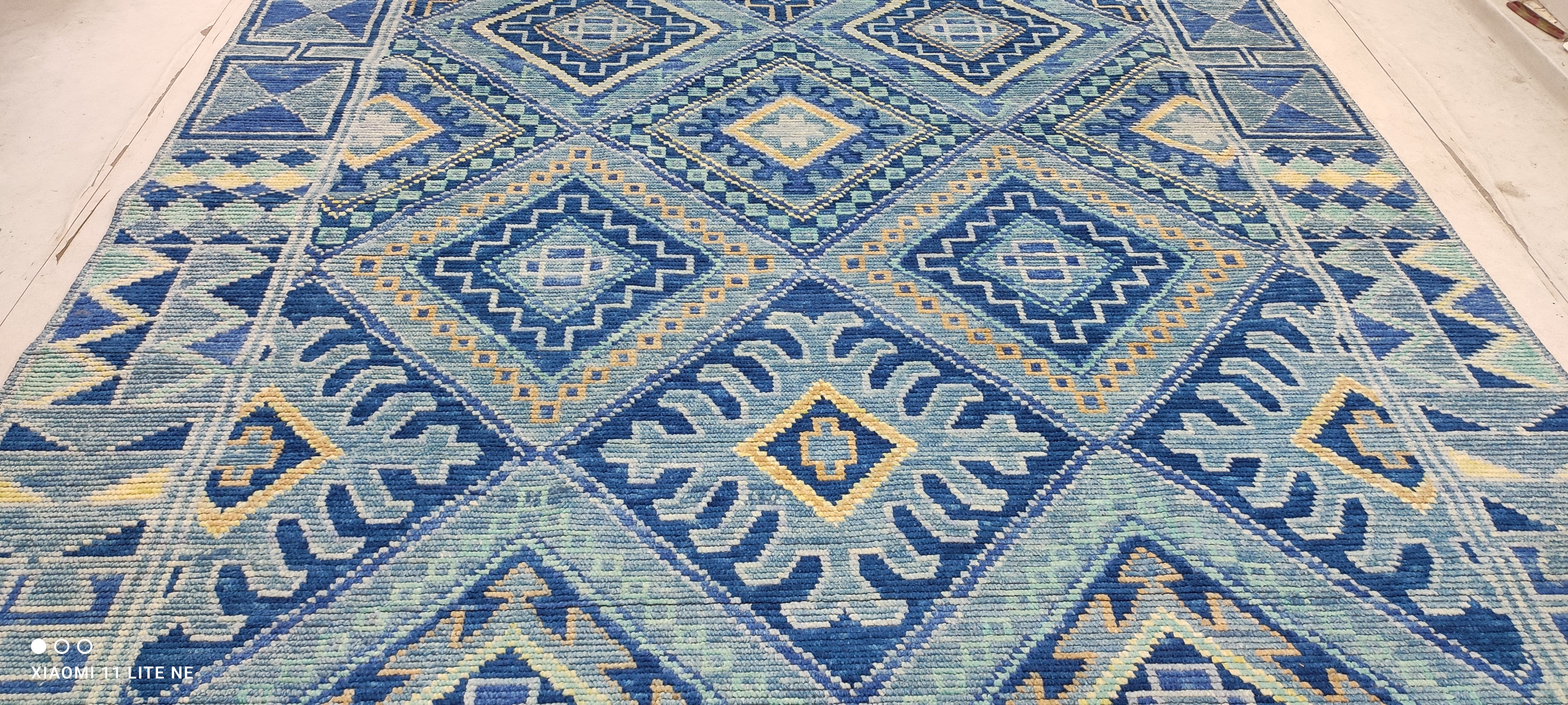 Erica Mansfield 9x12.6 Bue Hand-Knotted Oushak Rug