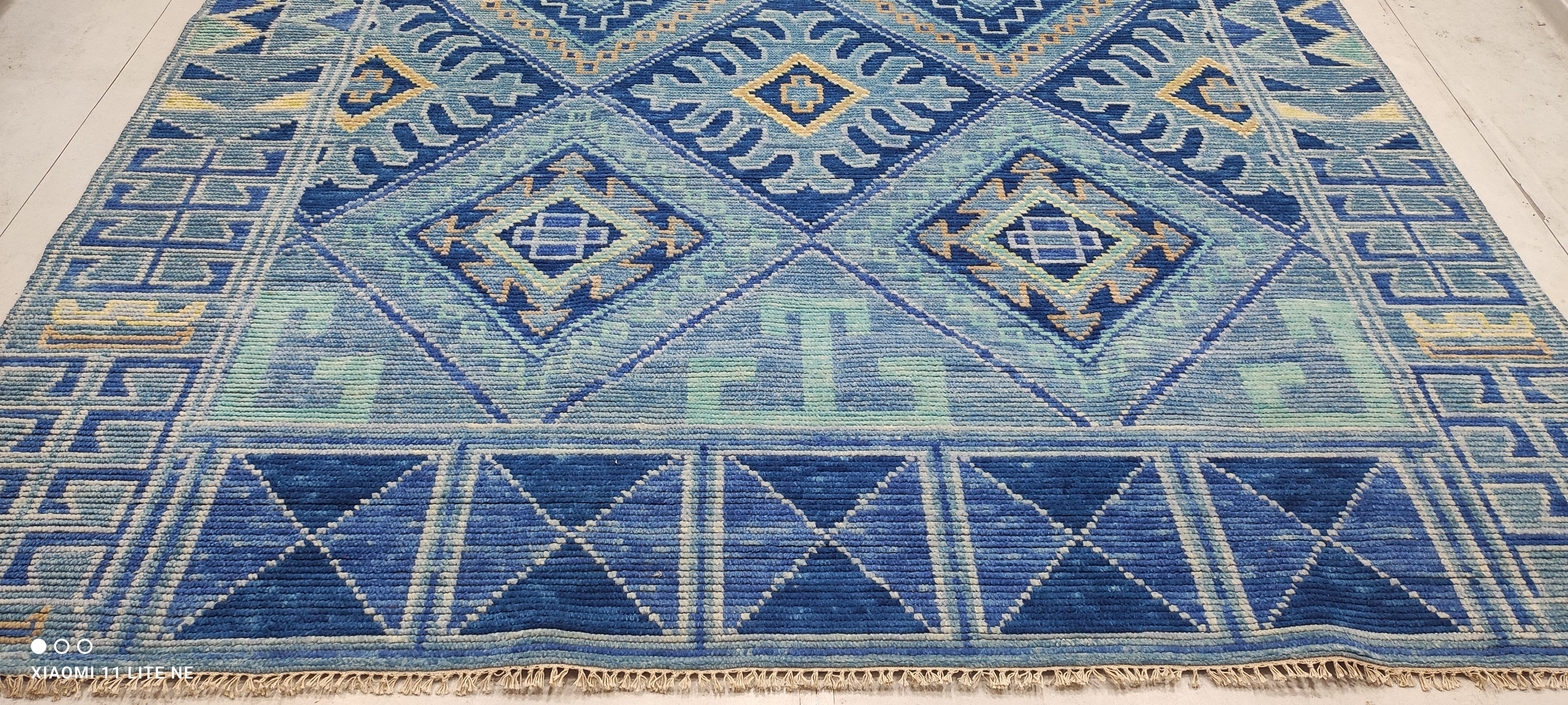 Erica Mansfield 9x12.6 Bue Hand-Knotted Oushak Rug