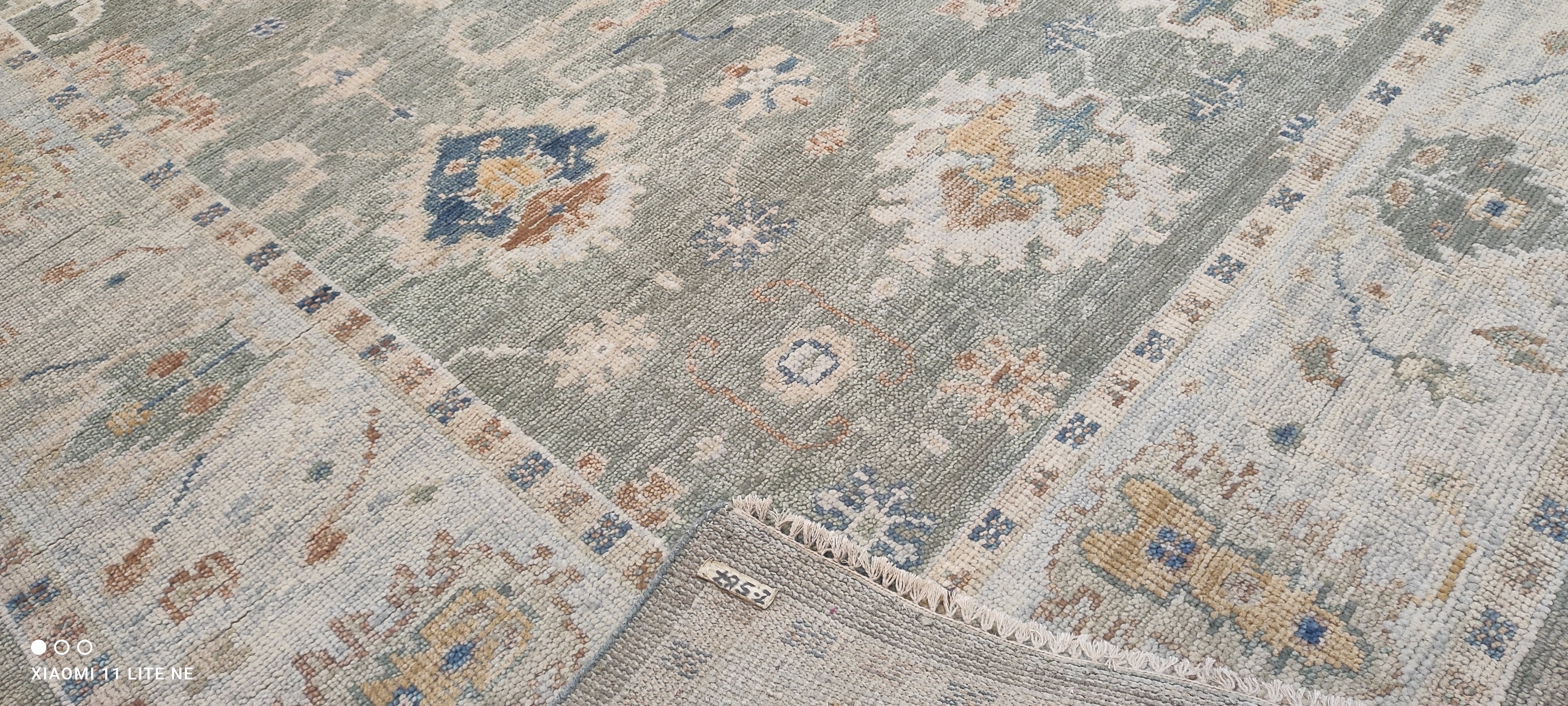 Ariel Ash 9x11.9 Light Green Hand-Knotted Oushak Rug