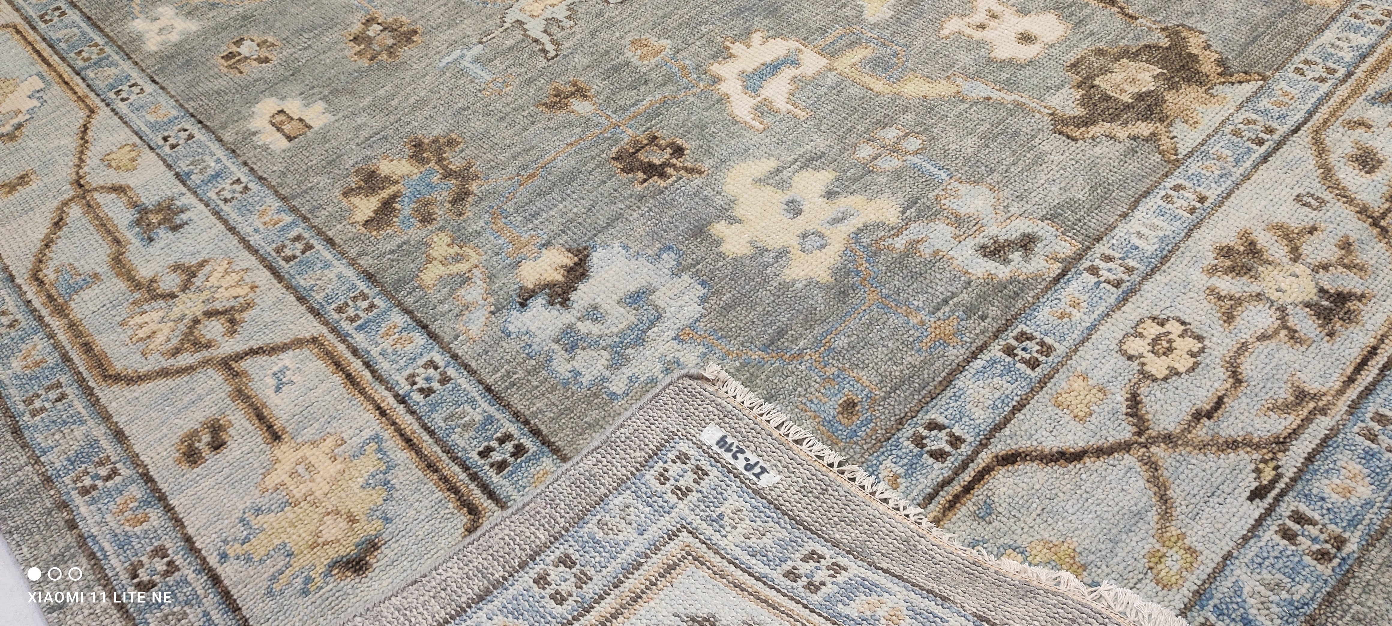 Joli W. Irvine 9x12.3 Grey Hand-Knotted Oushak Rug