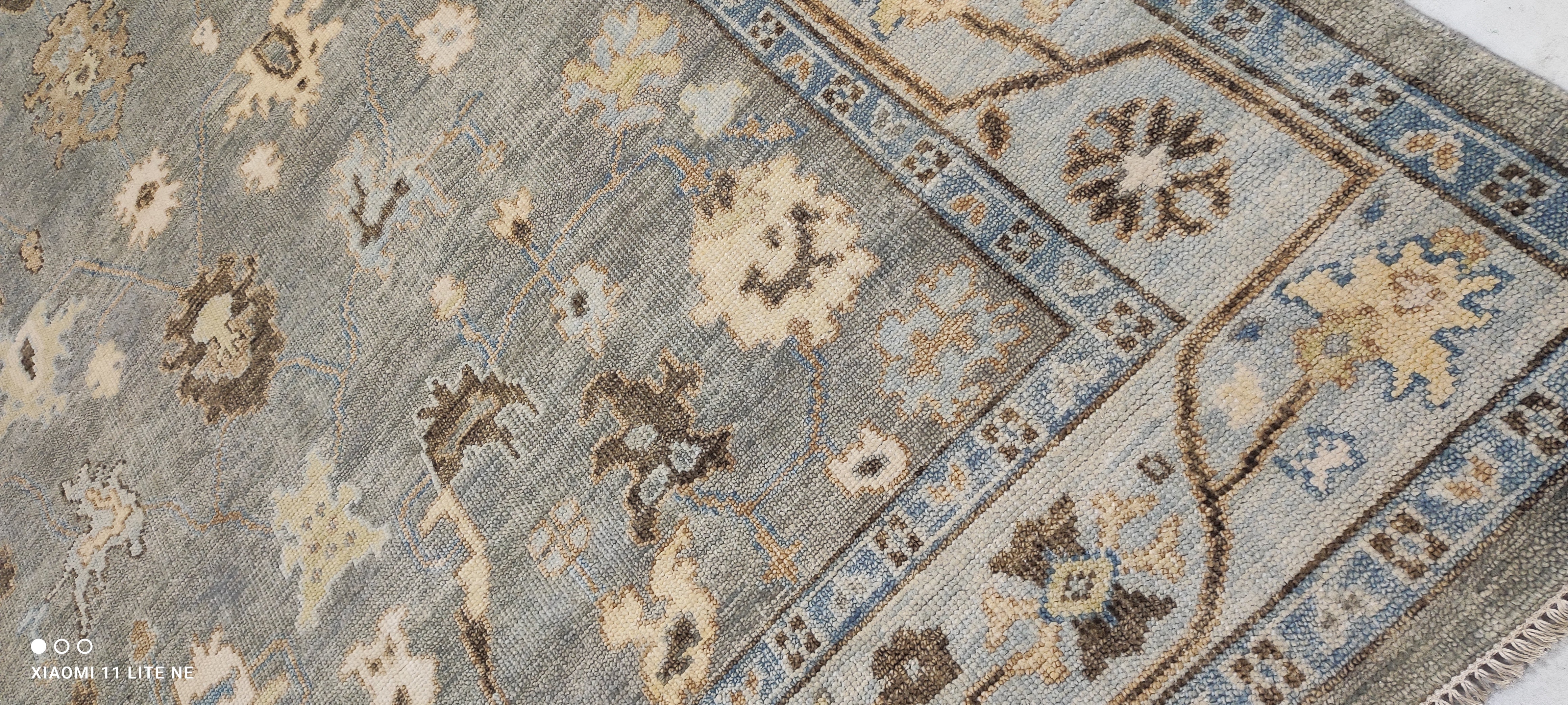 Joli W. Irvine 9x12.3 Grey Hand-Knotted Oushak Rug