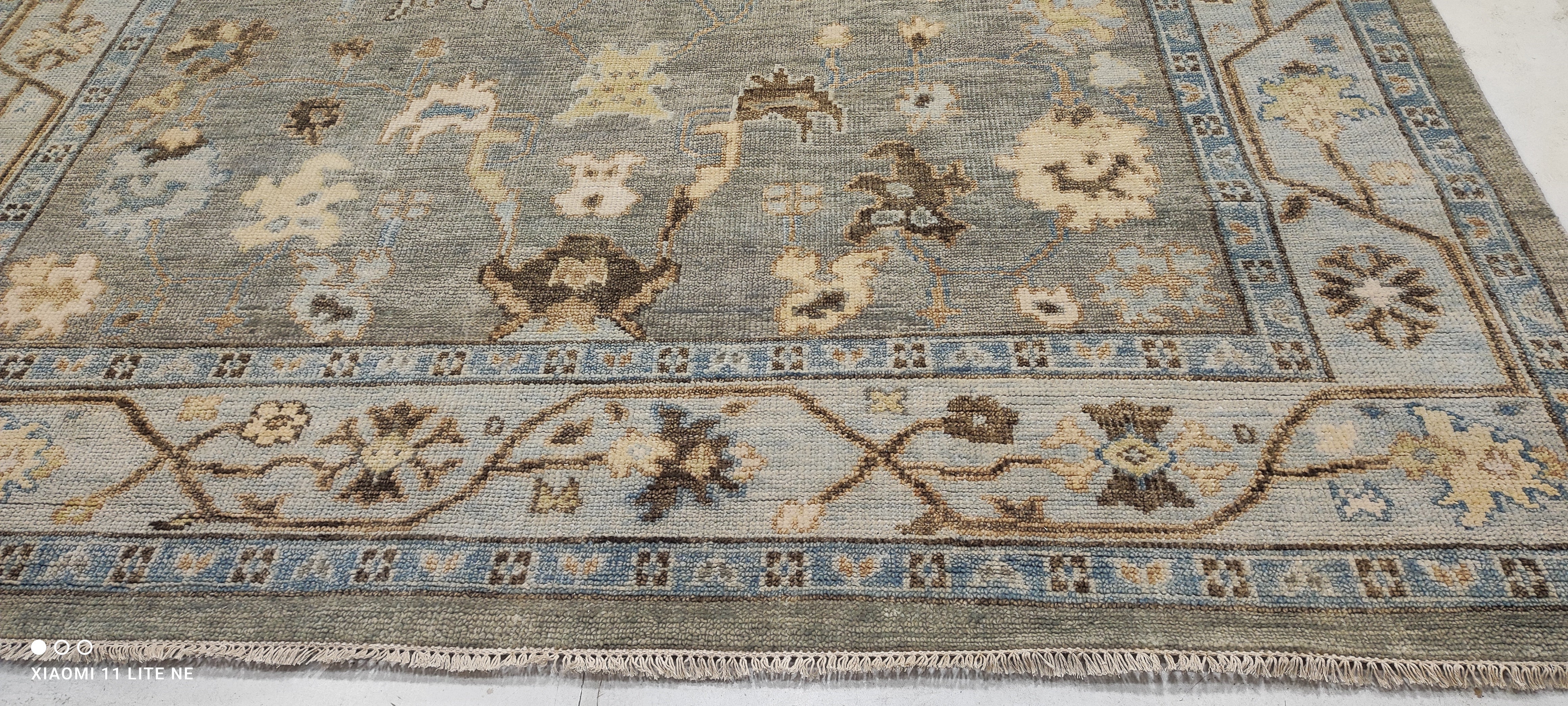 Joli W. Irvine 9x12.3 Grey Hand-Knotted Oushak Rug