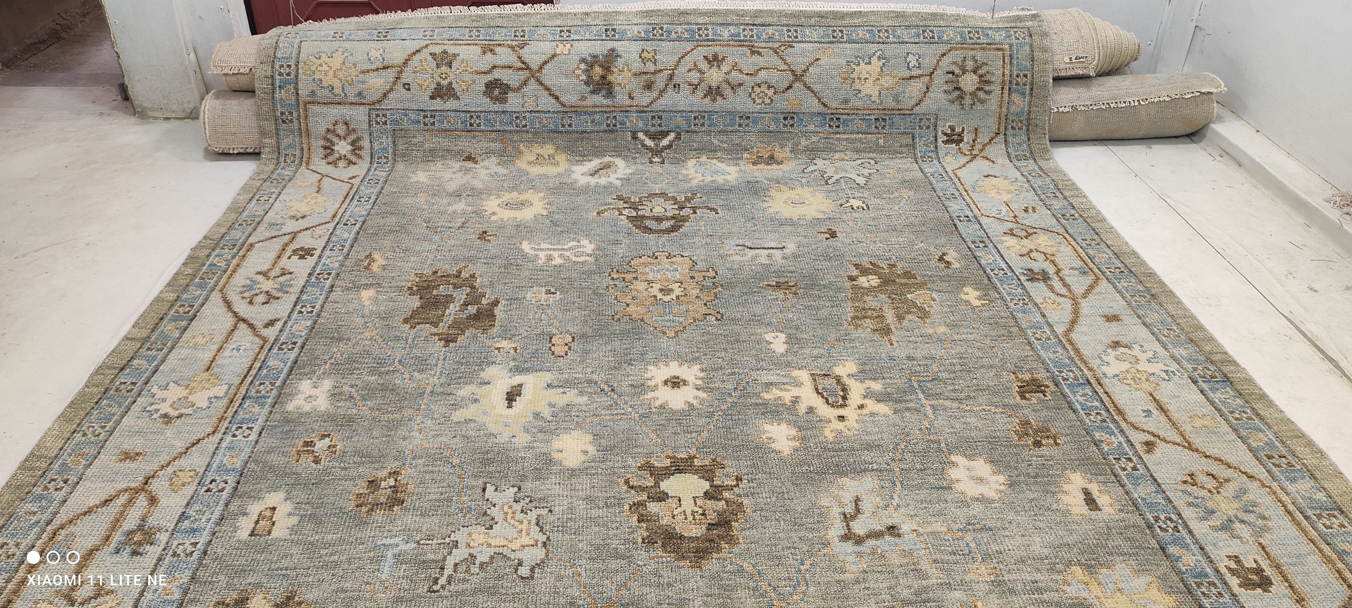 Joli W. Irvine 9x12.3 Grey Hand-Knotted Oushak Rug
