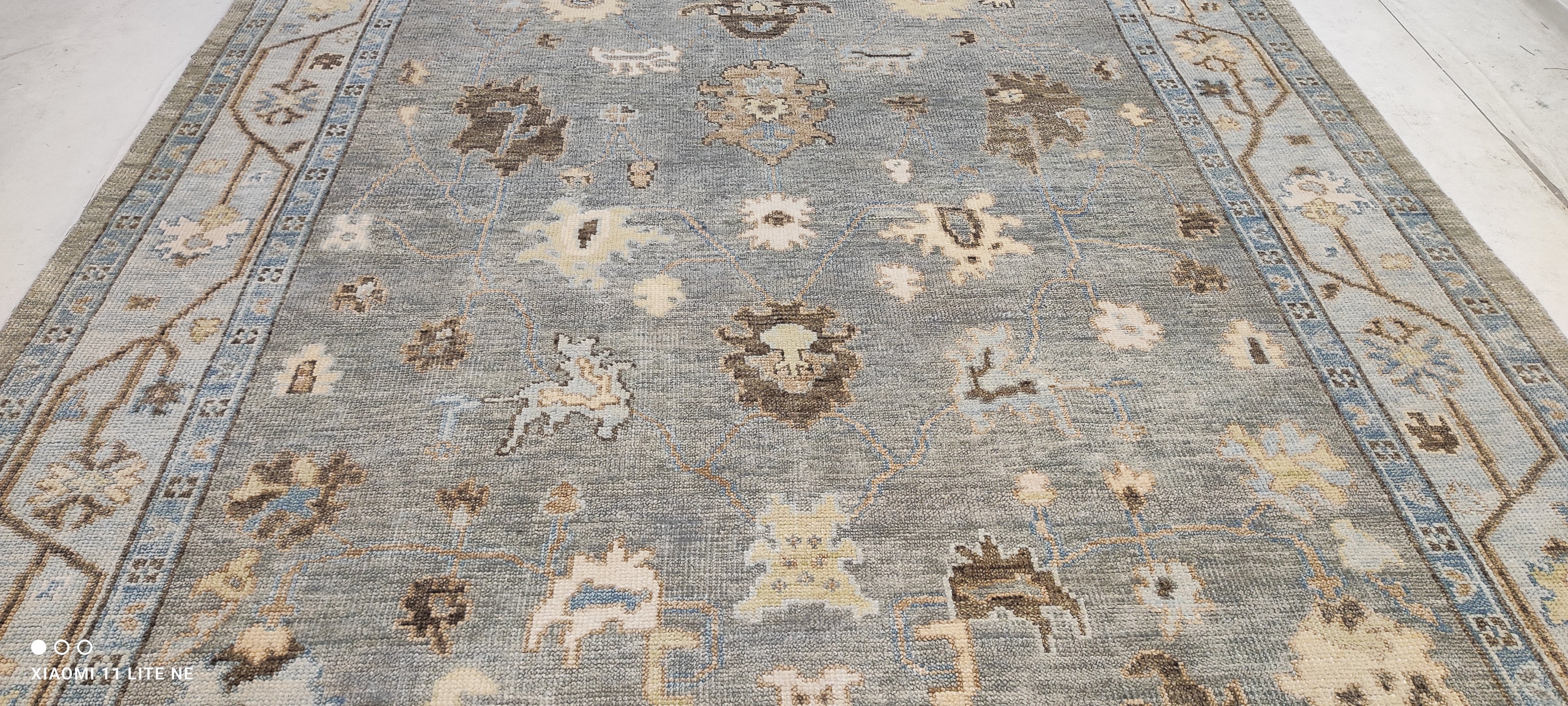 Joli W. Irvine 9x12.3 Grey Hand-Knotted Oushak Rug
