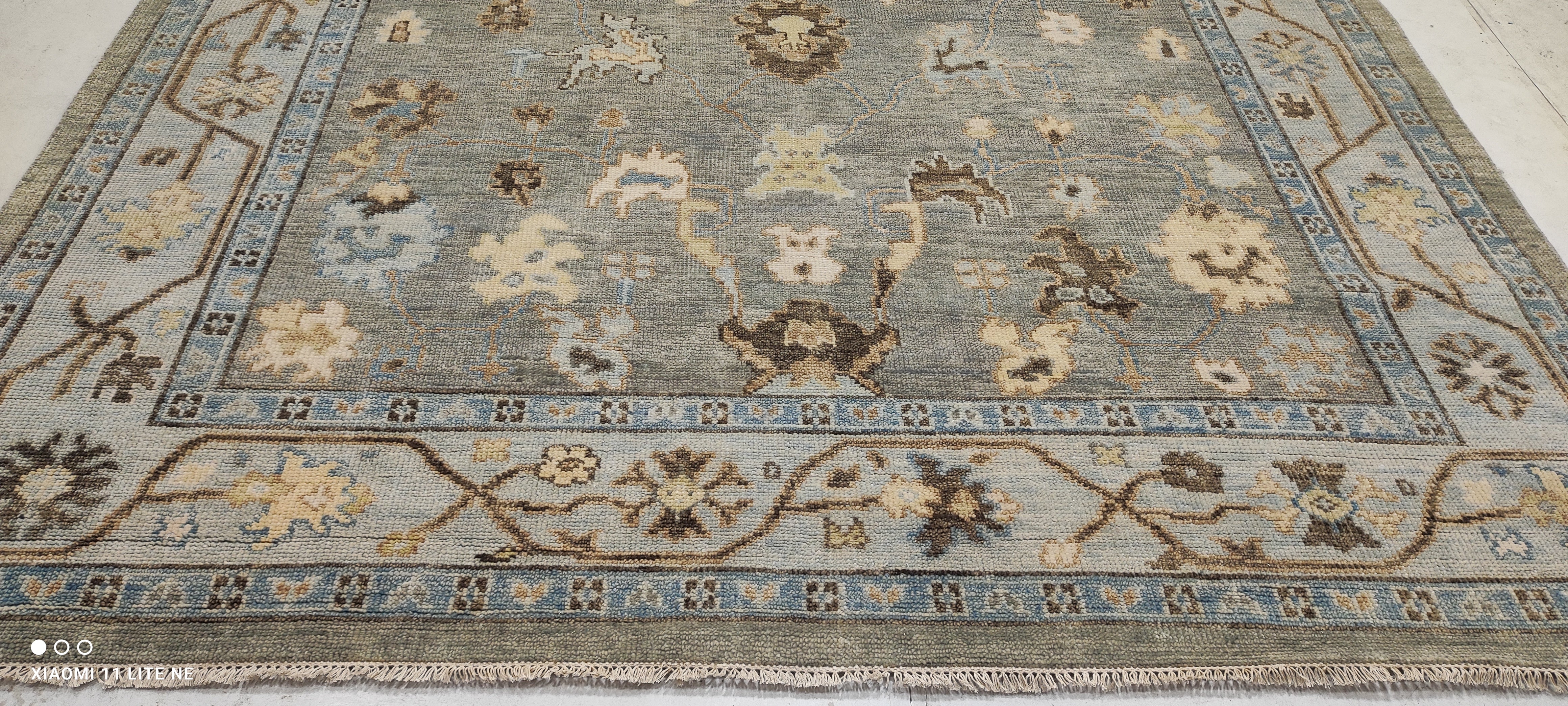 Joli W. Irvine 9x12.3 Grey Hand-Knotted Oushak Rug