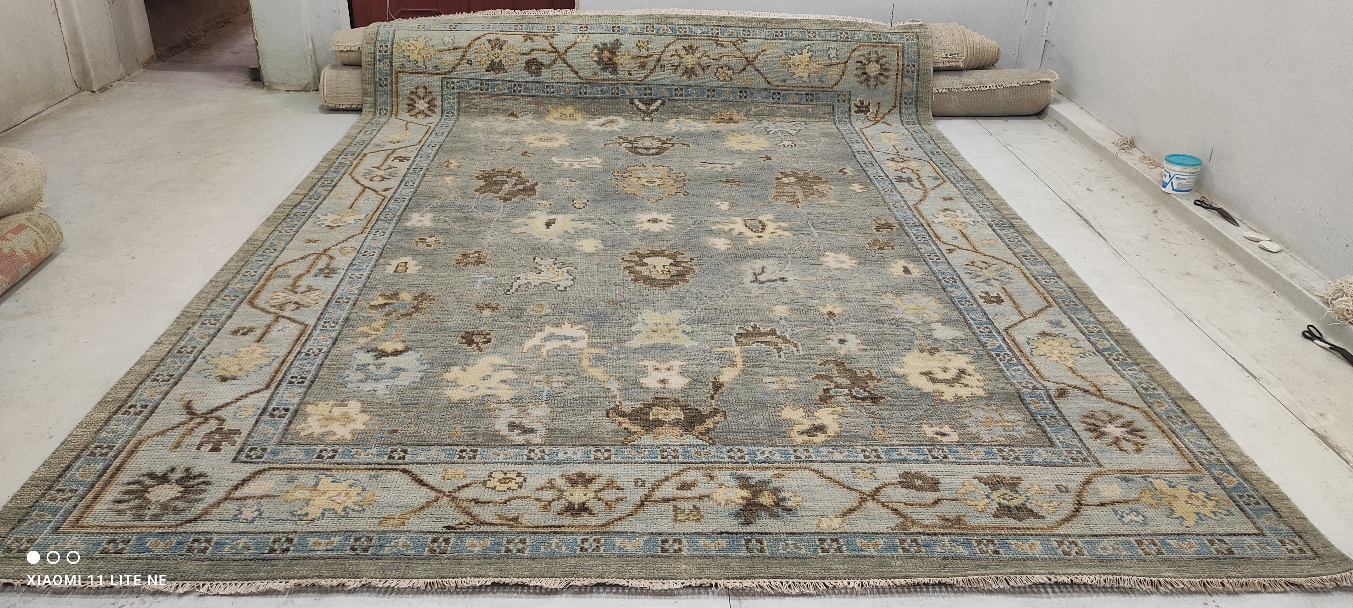 Joli W. Irvine 9x12.3 Grey Hand-Knotted Oushak Rug