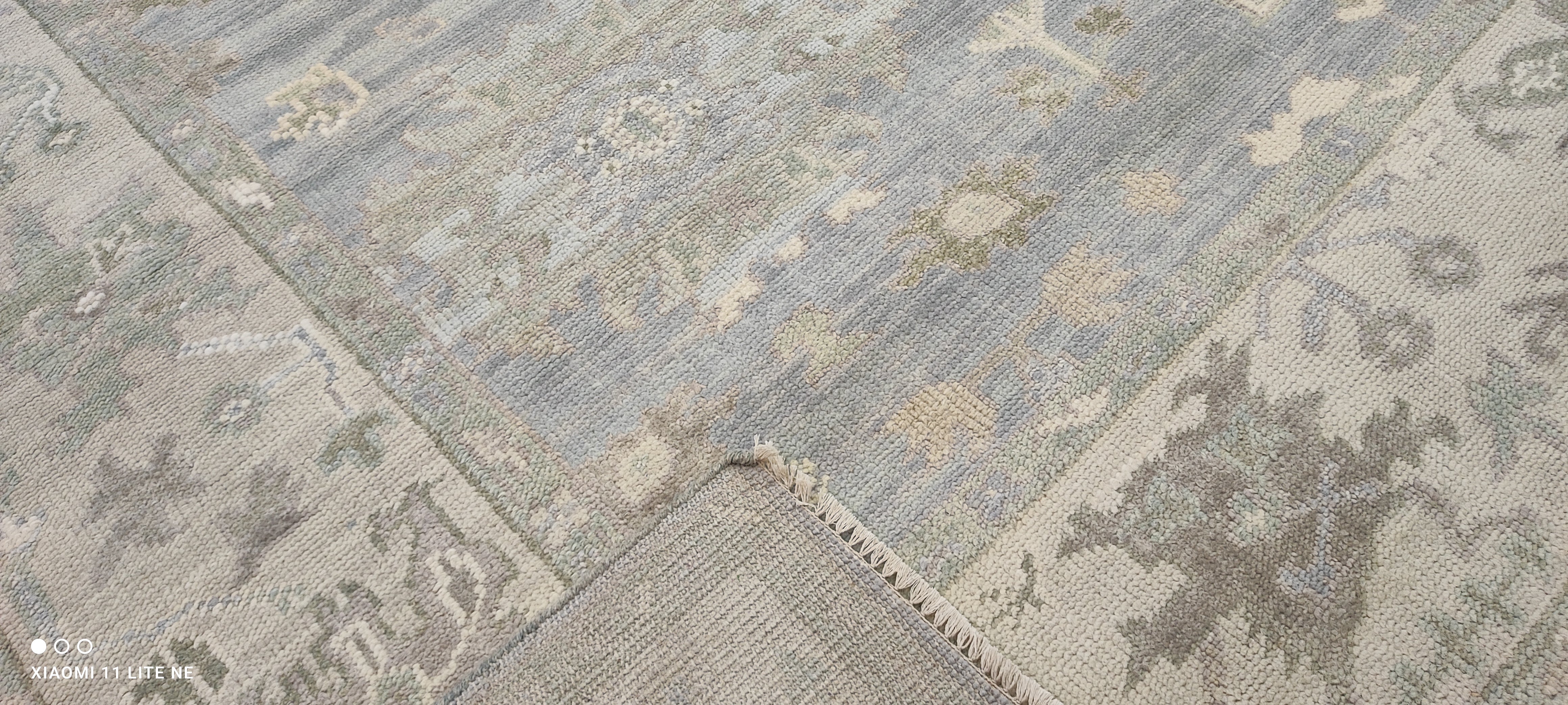 Treisa Gary 9x12 Light Blue Hand-Knotted Oushak Rug
