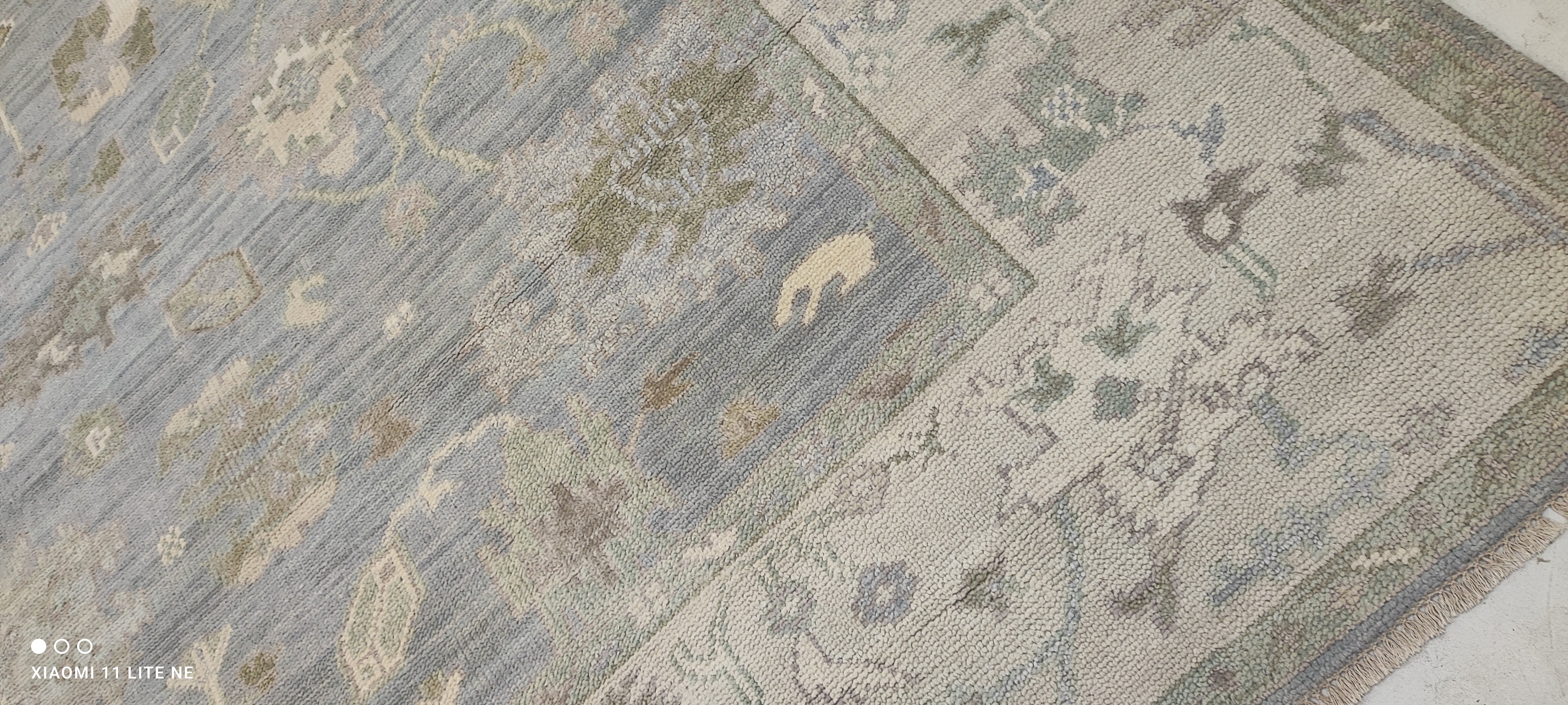 Treisa Gary 9x12 Light Blue Hand-Knotted Oushak Rug