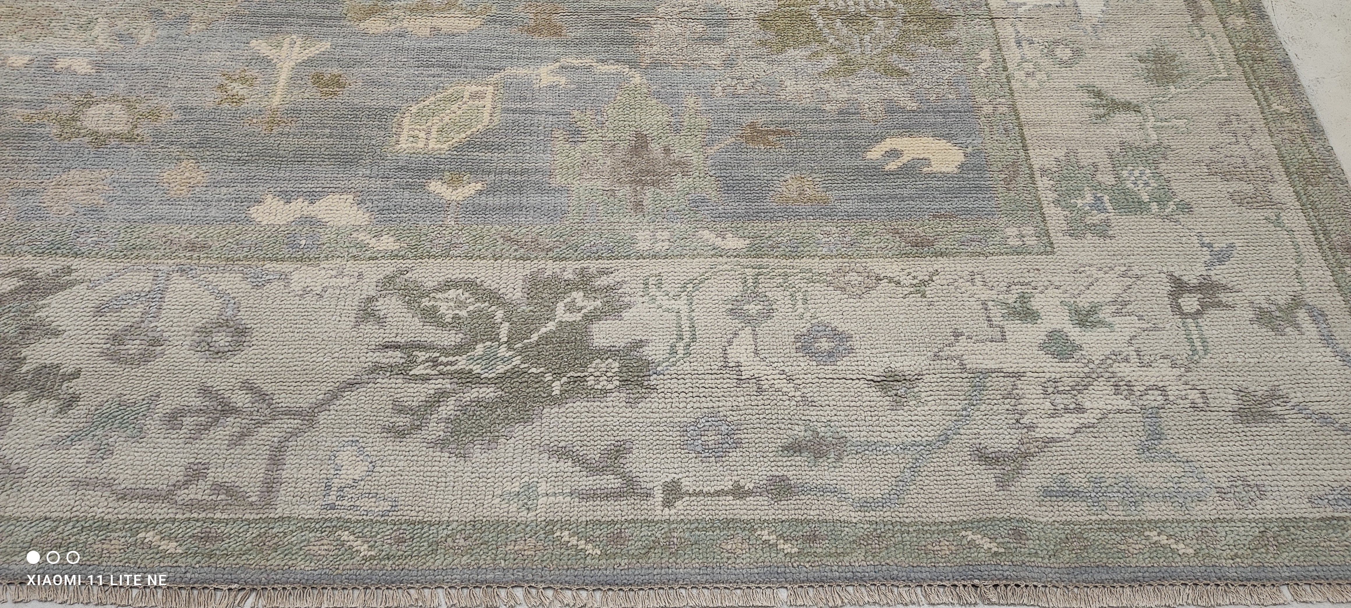 Treisa Gary 9x12 Light Blue Hand-Knotted Oushak Rug