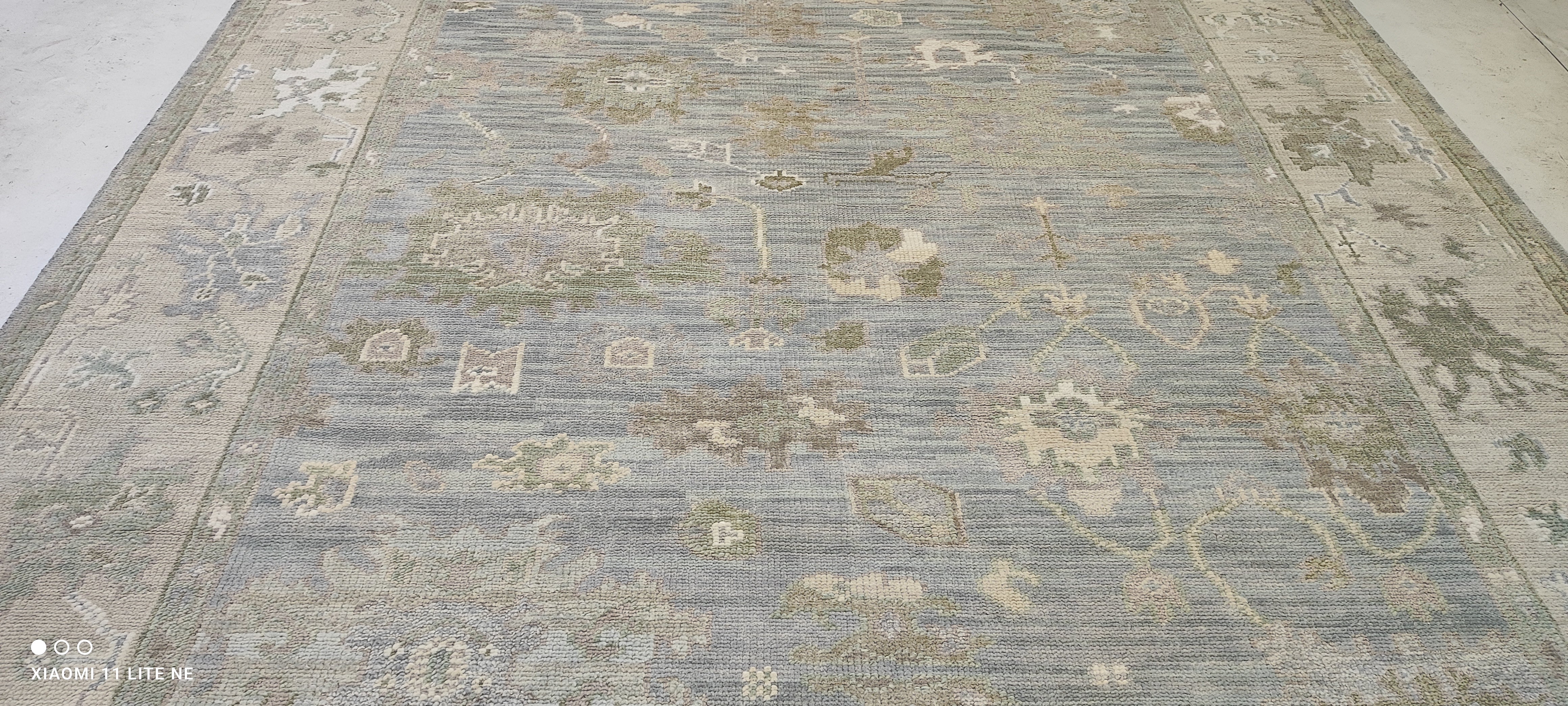 Treisa Gary 9x12 Light Blue Hand-Knotted Oushak Rug
