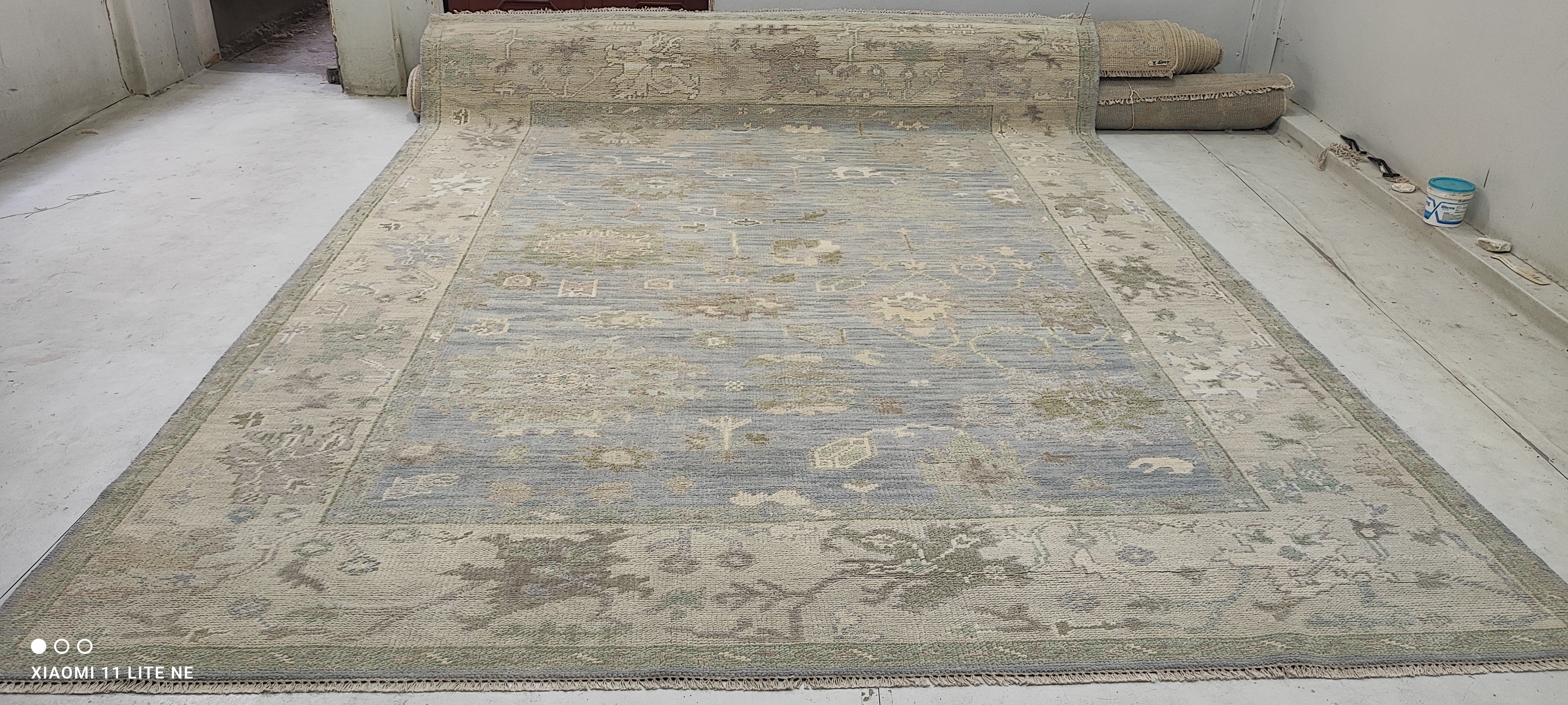 Treisa Gary 9x12 Light Blue Hand-Knotted Oushak Rug