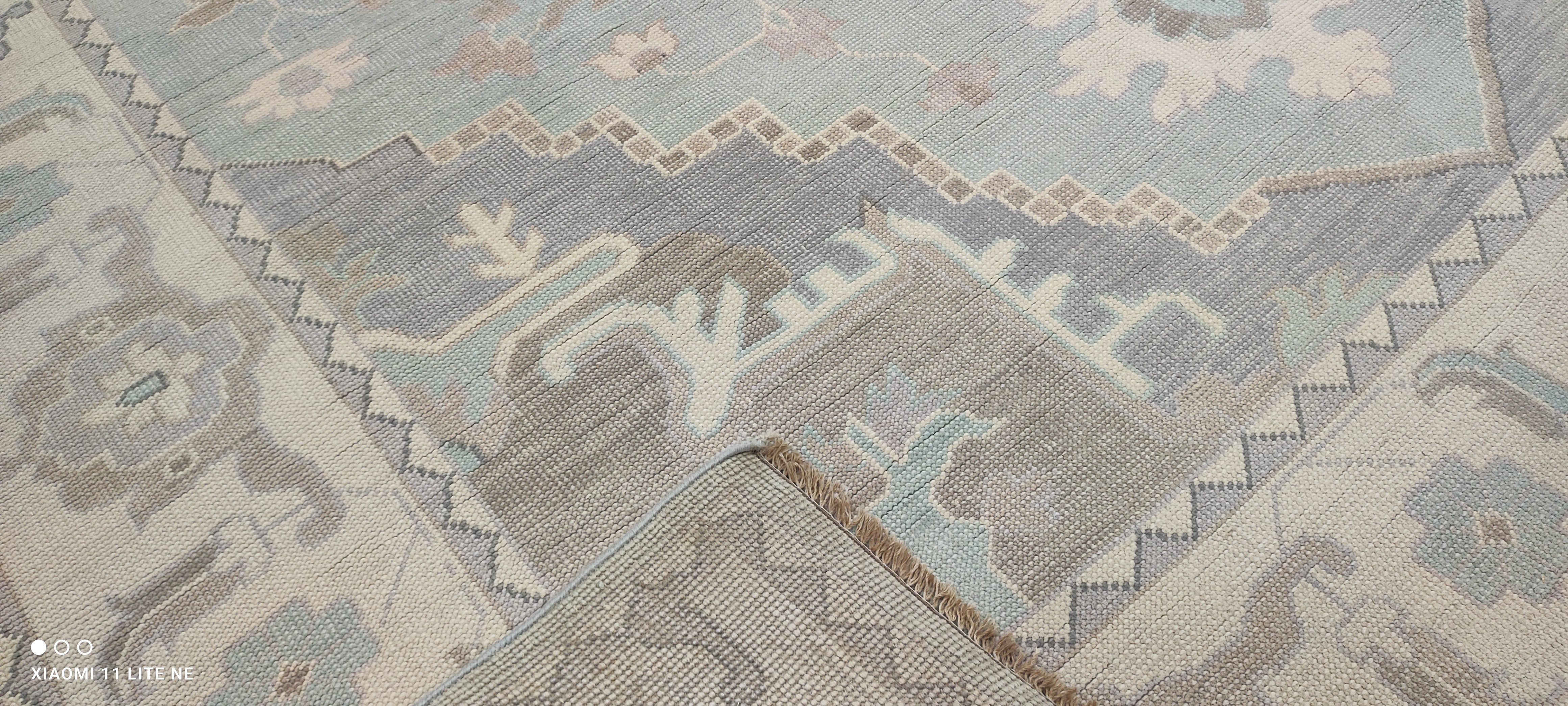 Melissa Falcone 9x12 Light Blue Hand-Knotted Oushak Rug