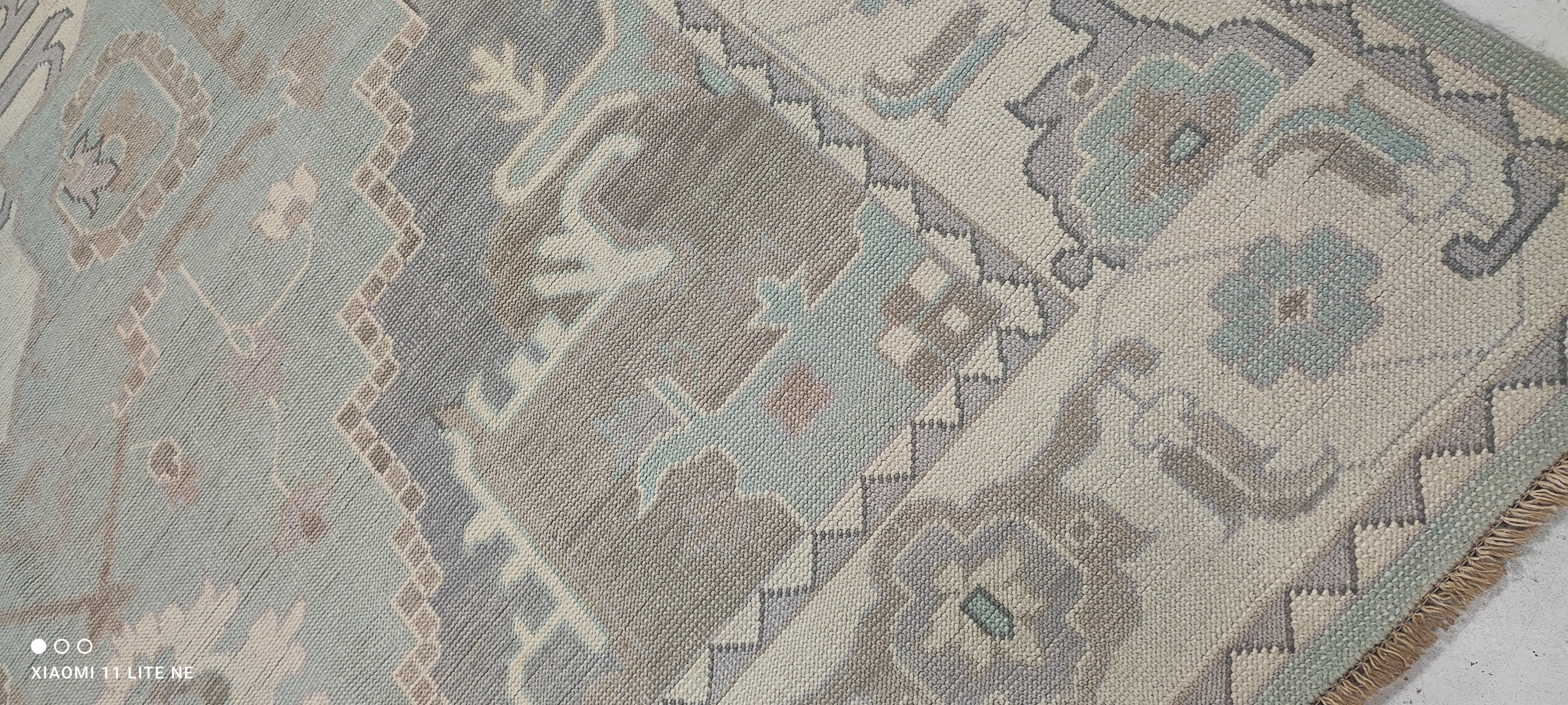 Melissa Falcone 9x12 Light Blue Hand-Knotted Oushak Rug