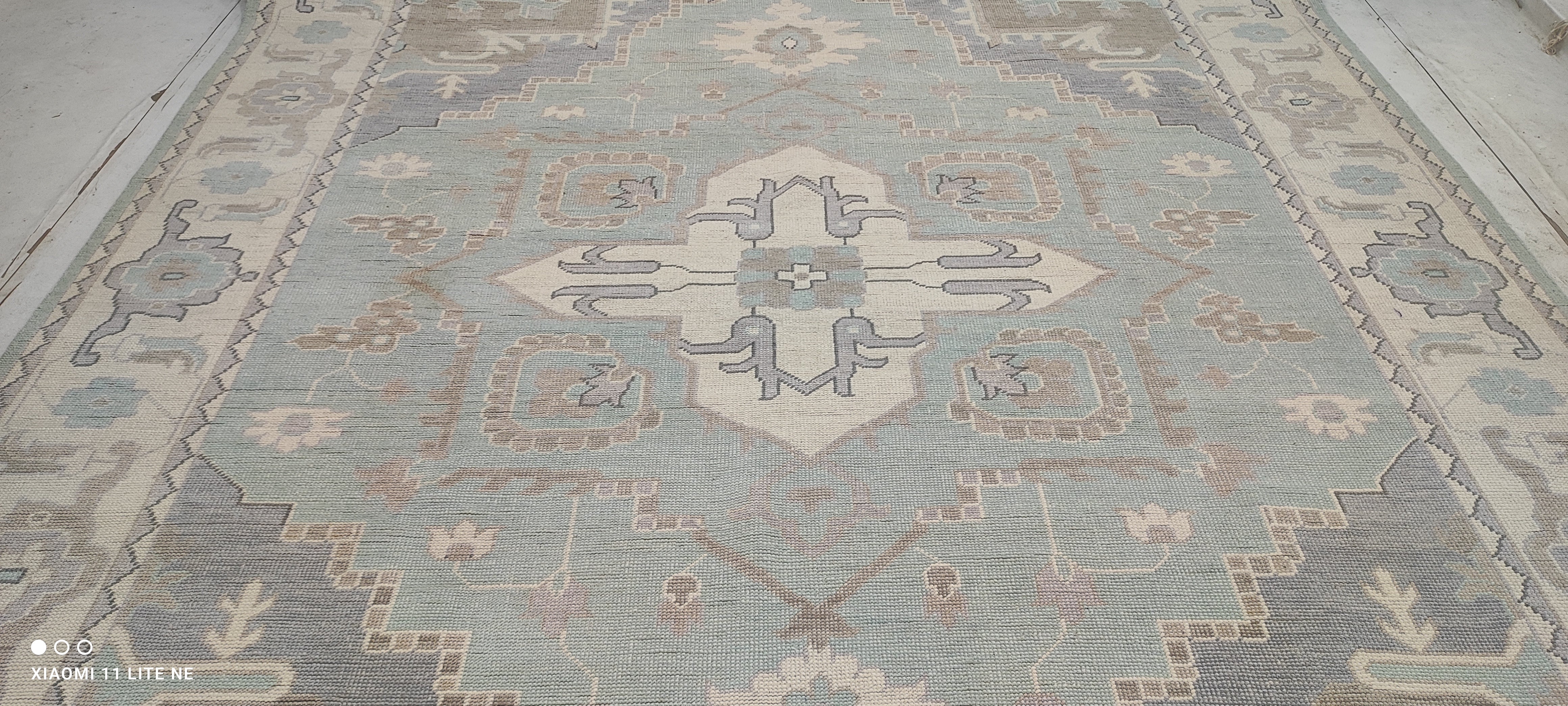 Melissa Falcone 9x12 Light Blue Hand-Knotted Oushak Rug