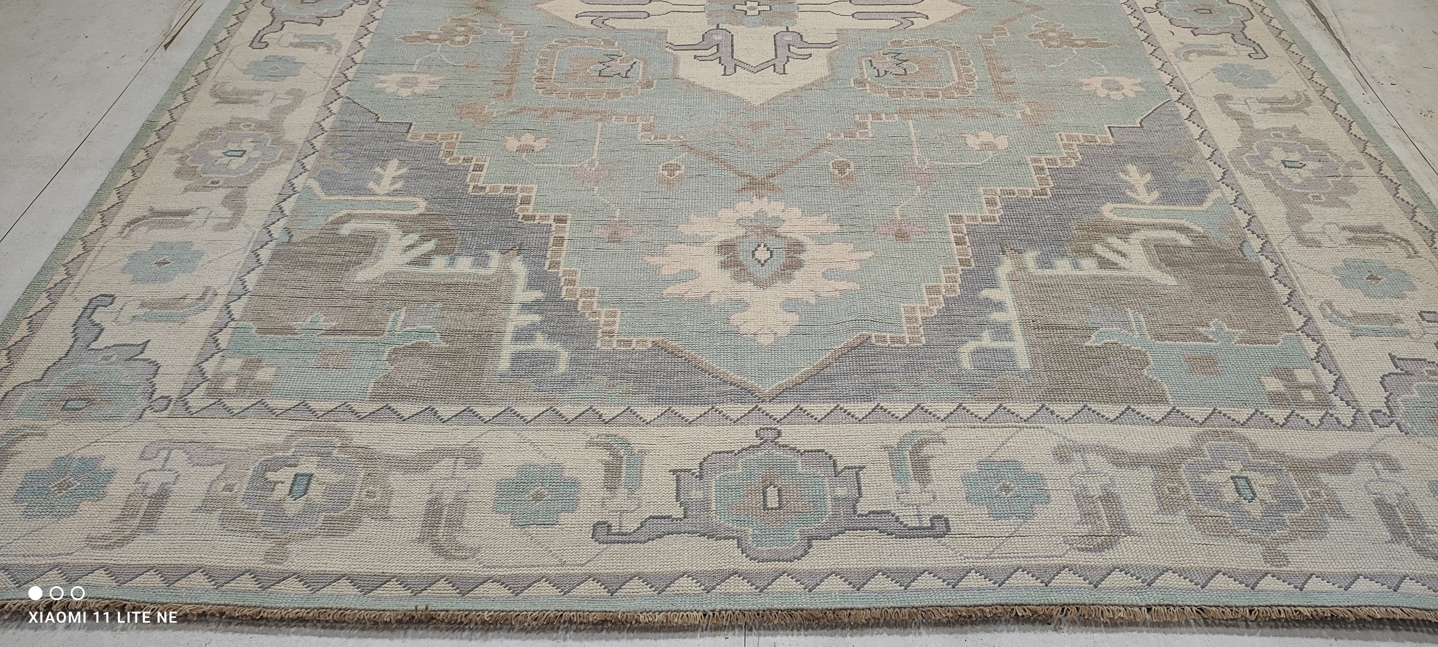 Melissa Falcone 9x12 Light Blue Hand-Knotted Oushak Rug