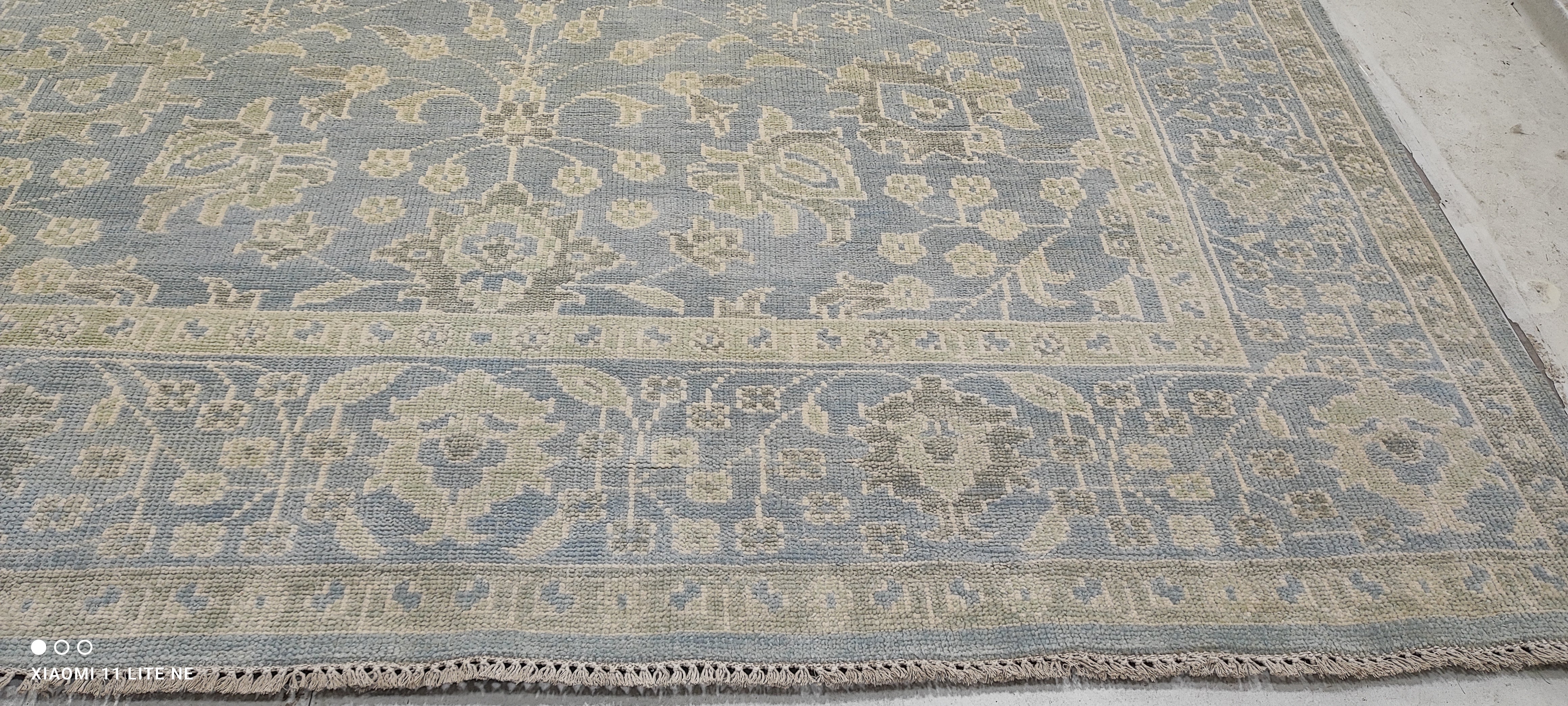 Portia D. Harris 9x12 Light Blue Hand-Knotted Oushak Rug