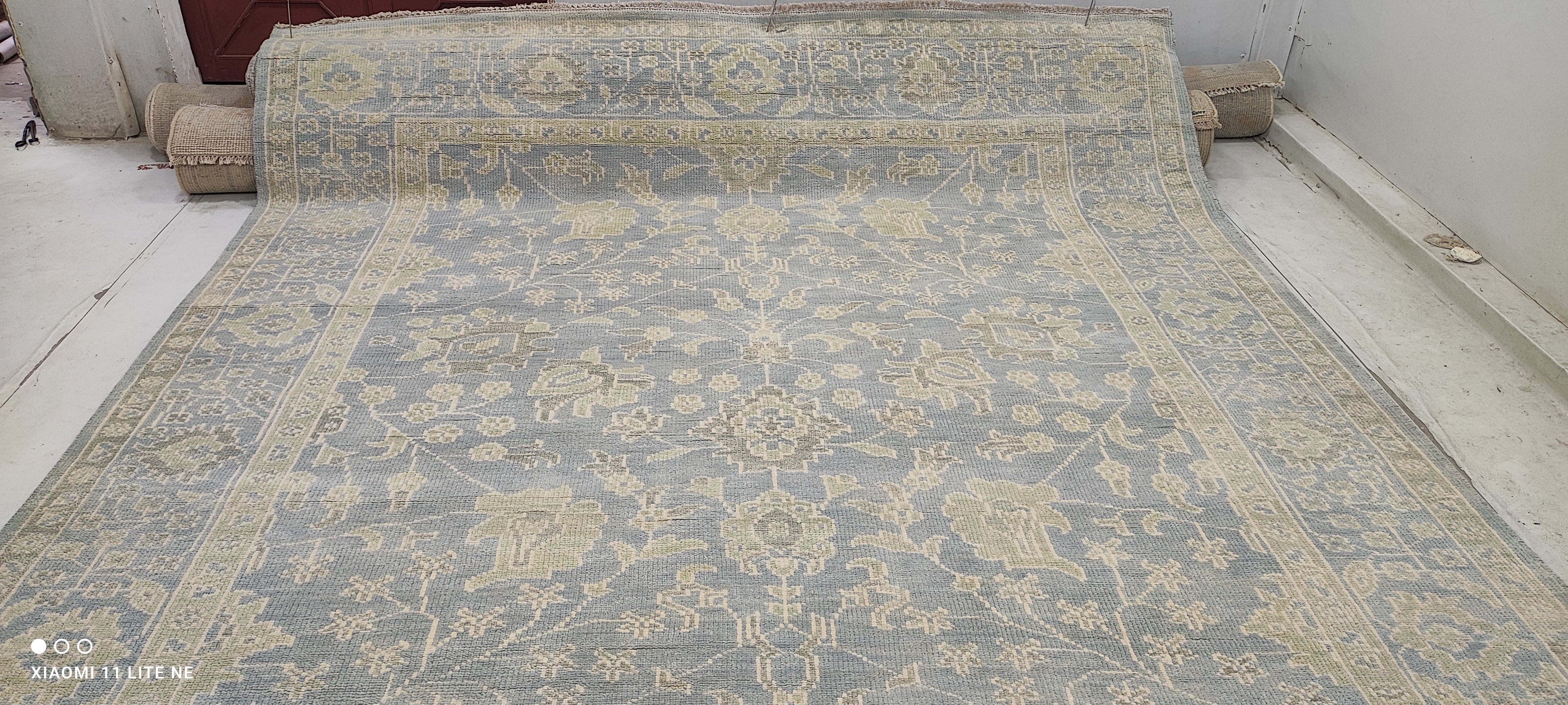 Portia D. Harris 9x12 Light Blue Hand-Knotted Oushak Rug