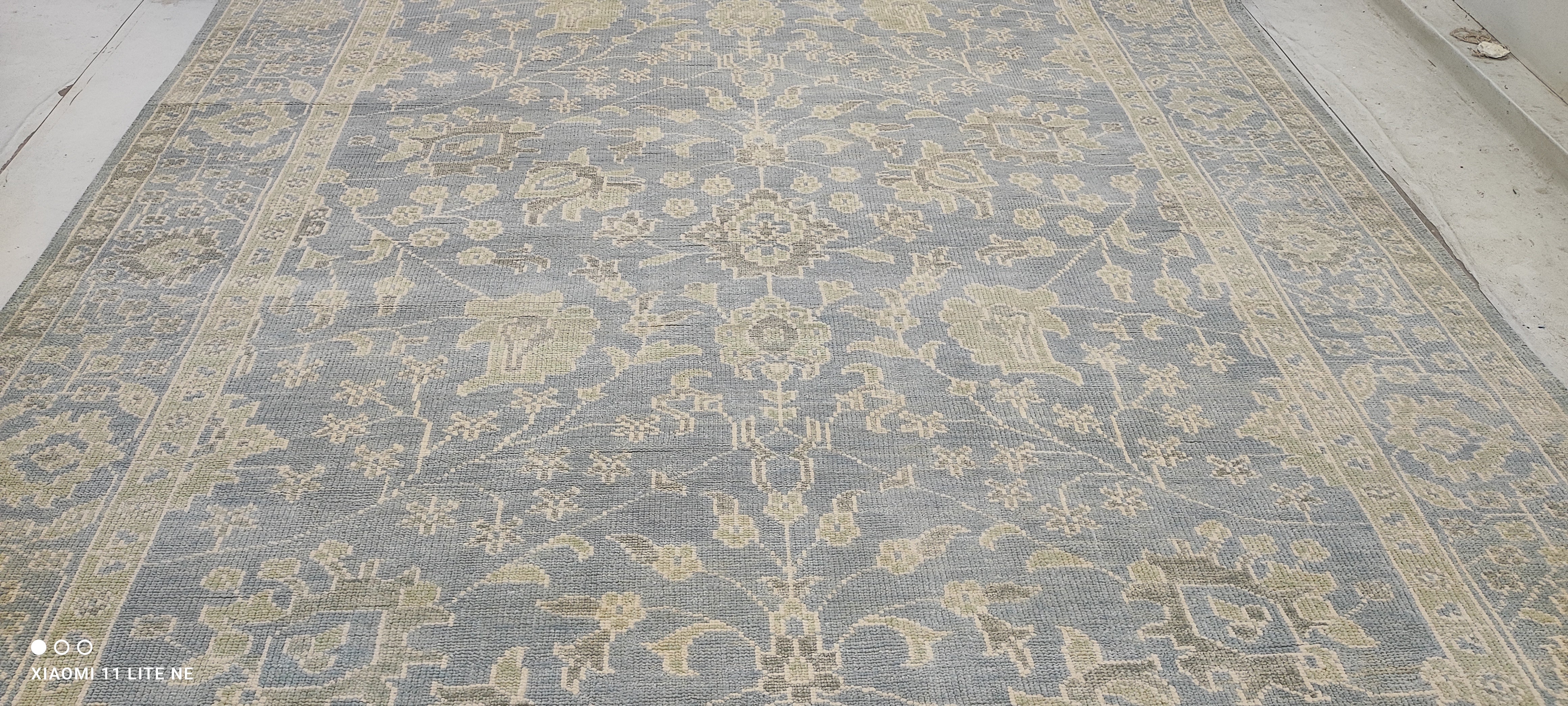 Portia D. Harris 9x12 Light Blue Hand-Knotted Oushak Rug