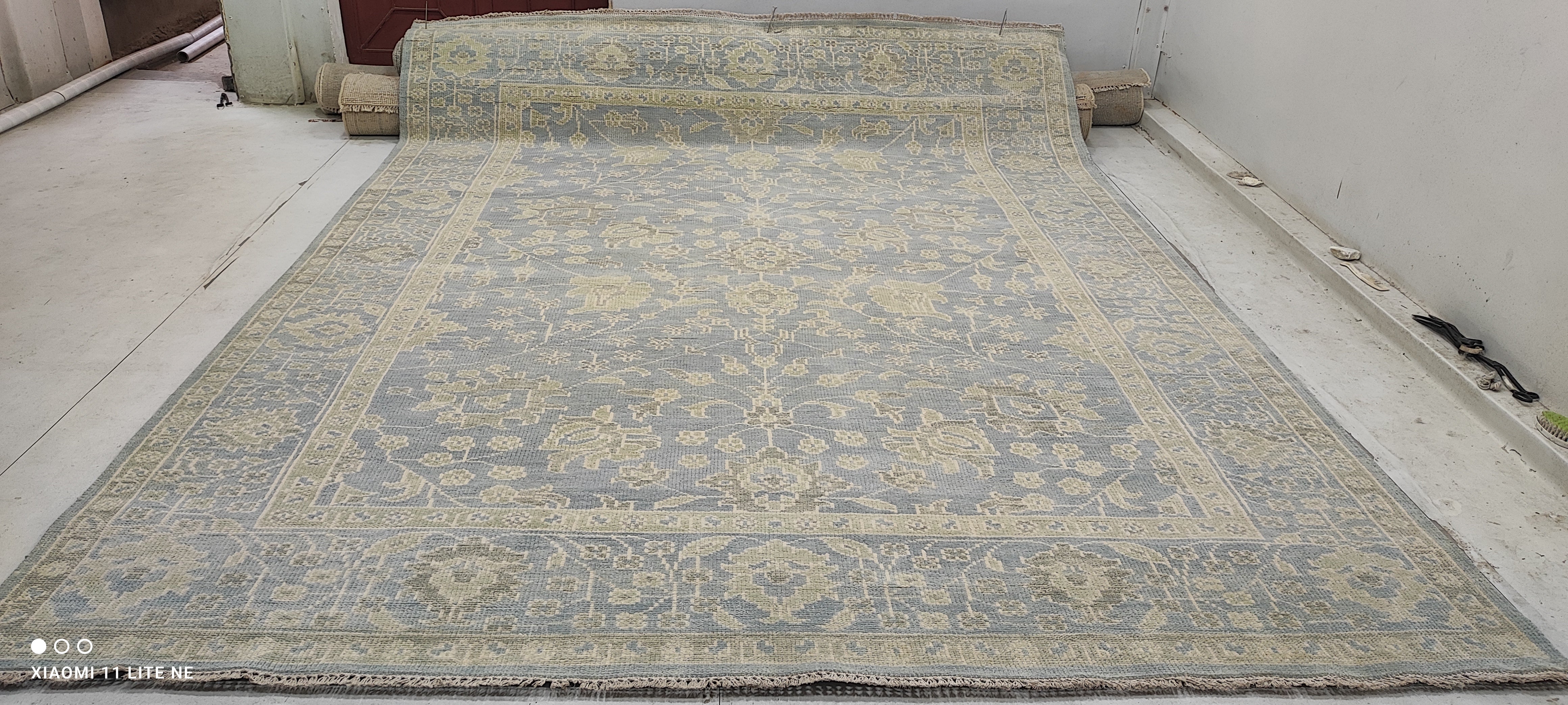 Portia D. Harris 9x12 Light Blue Hand-Knotted Oushak Rug