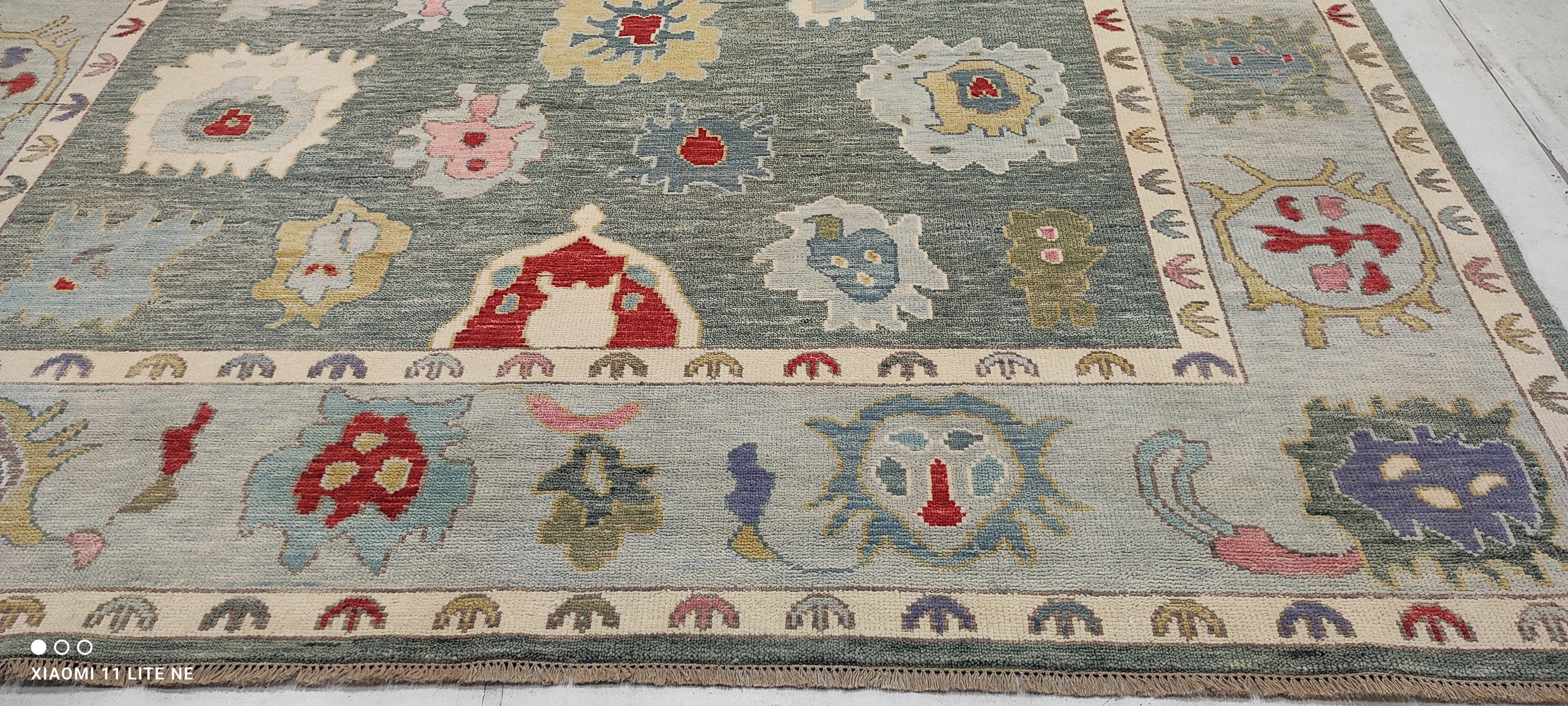 Sarah Victoria Mathieu 9x12 Multi Color Hand-Knotted Oushak Rug