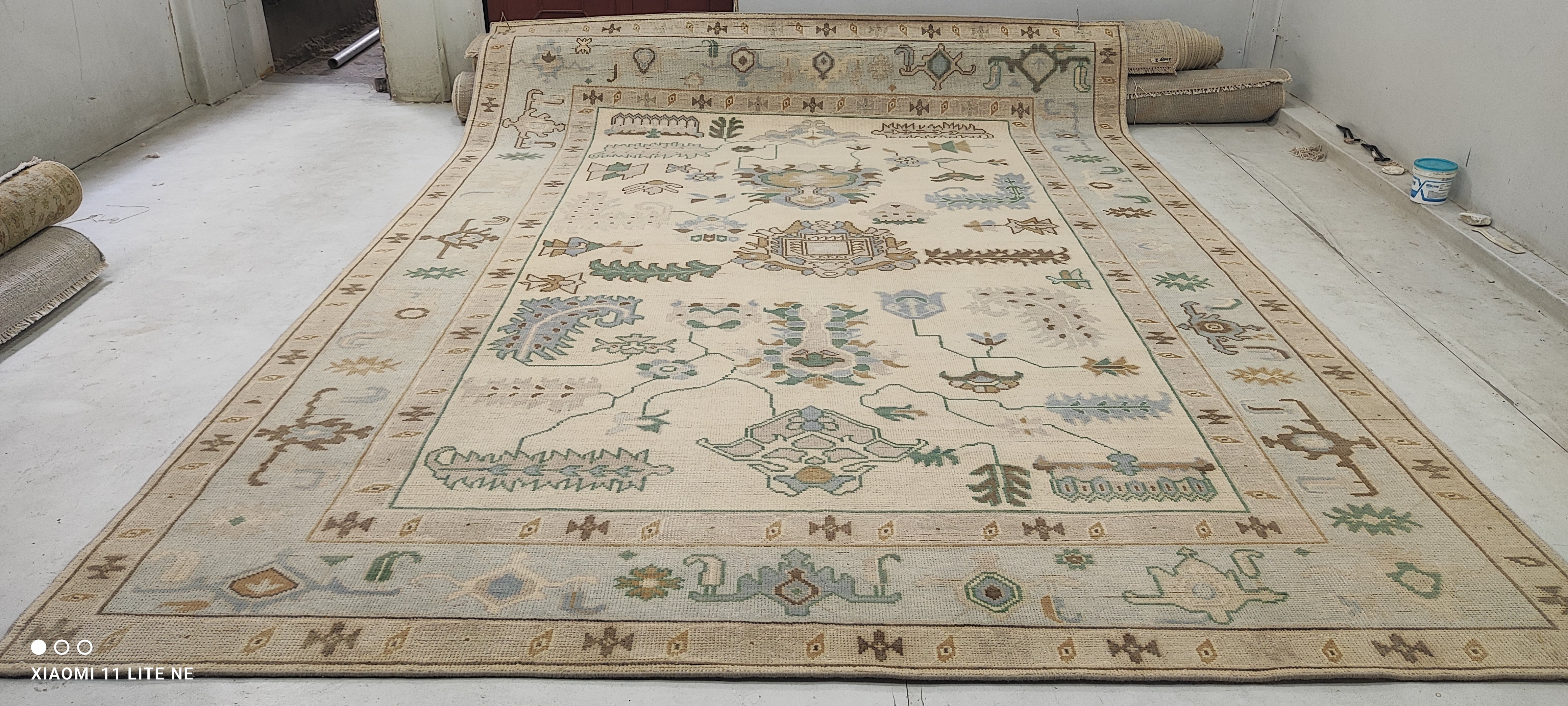 Isabella Moll 9x12 Beige Hand-Knotted Oushak Rug