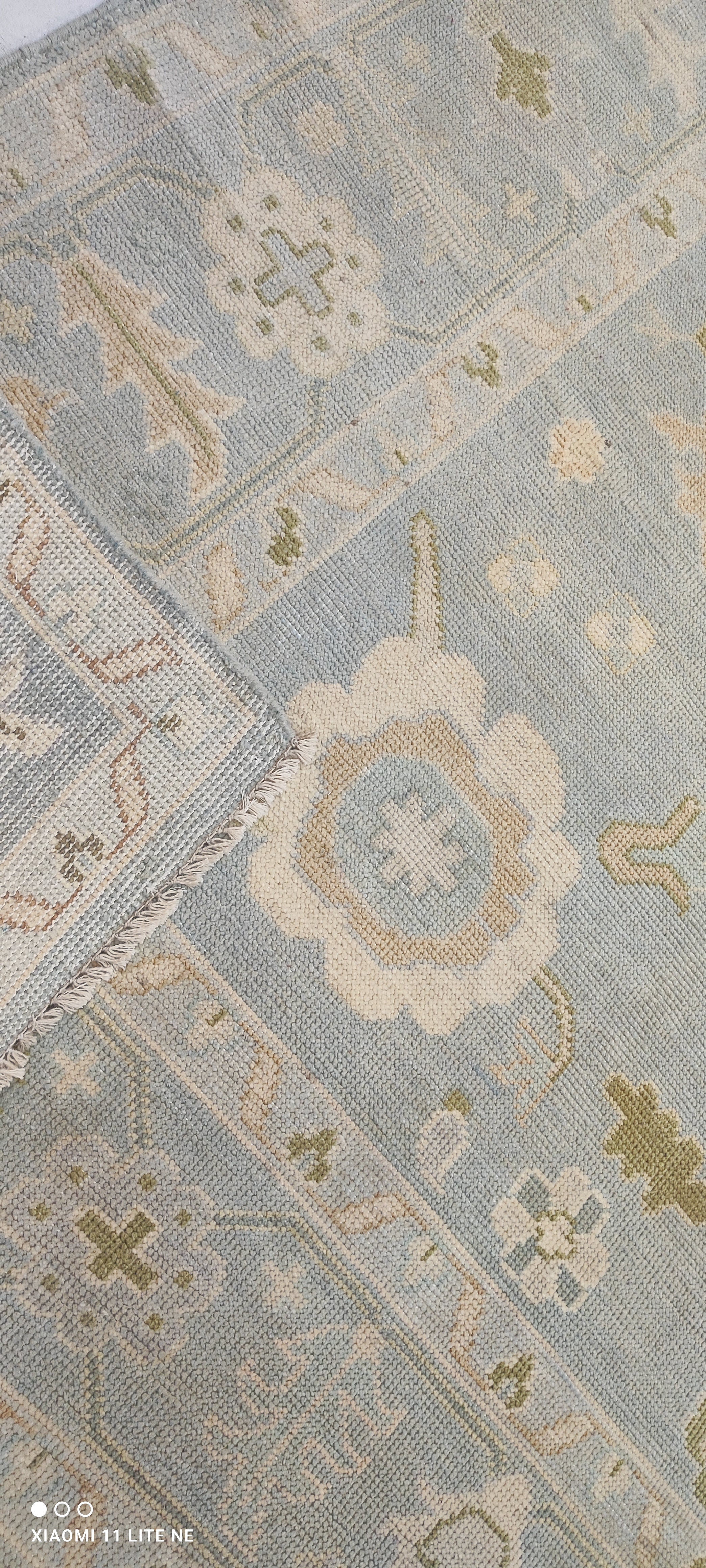 Eva Anderson 9x13 Light Blue Hand-Knotted Oushak Rug