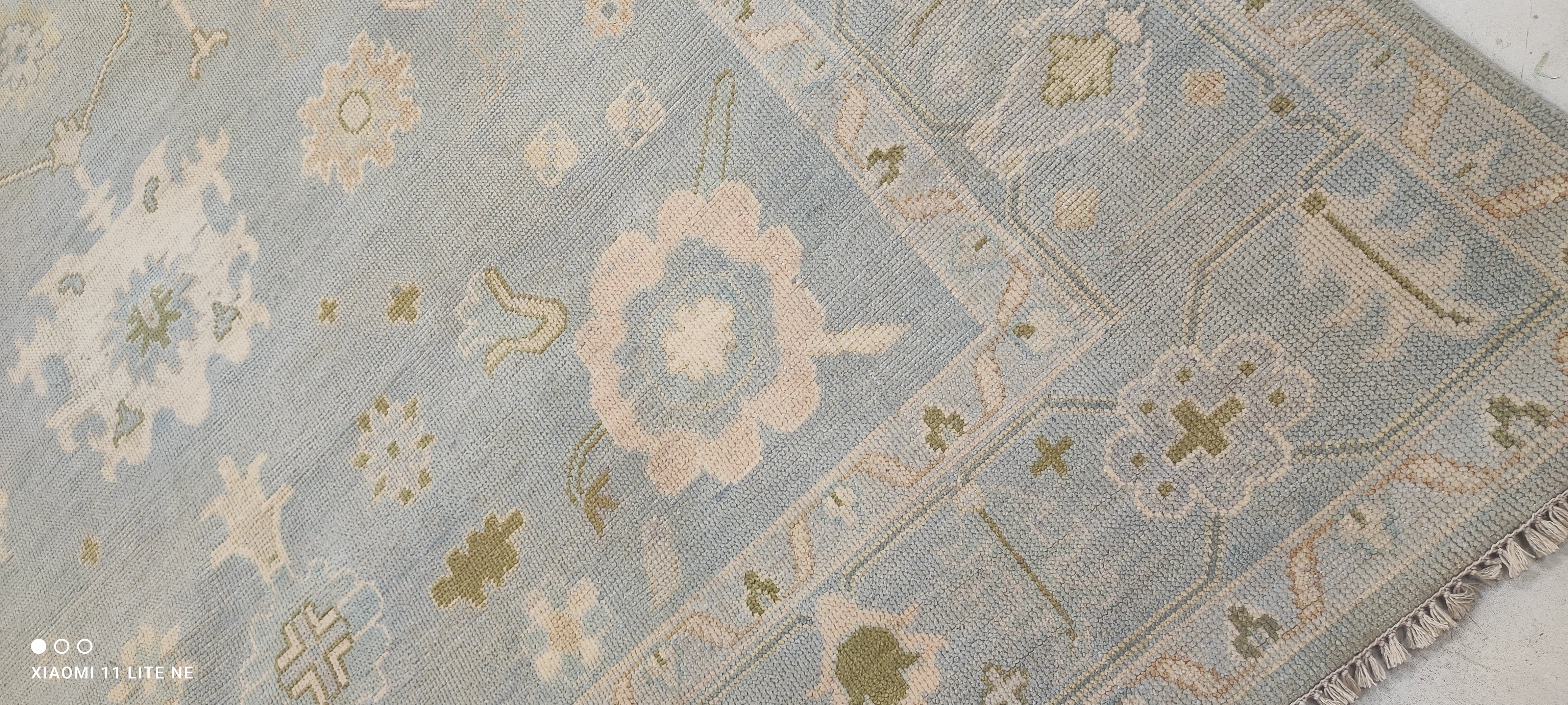 Eva Anderson 9x13 Light Blue Hand-Knotted Oushak Rug