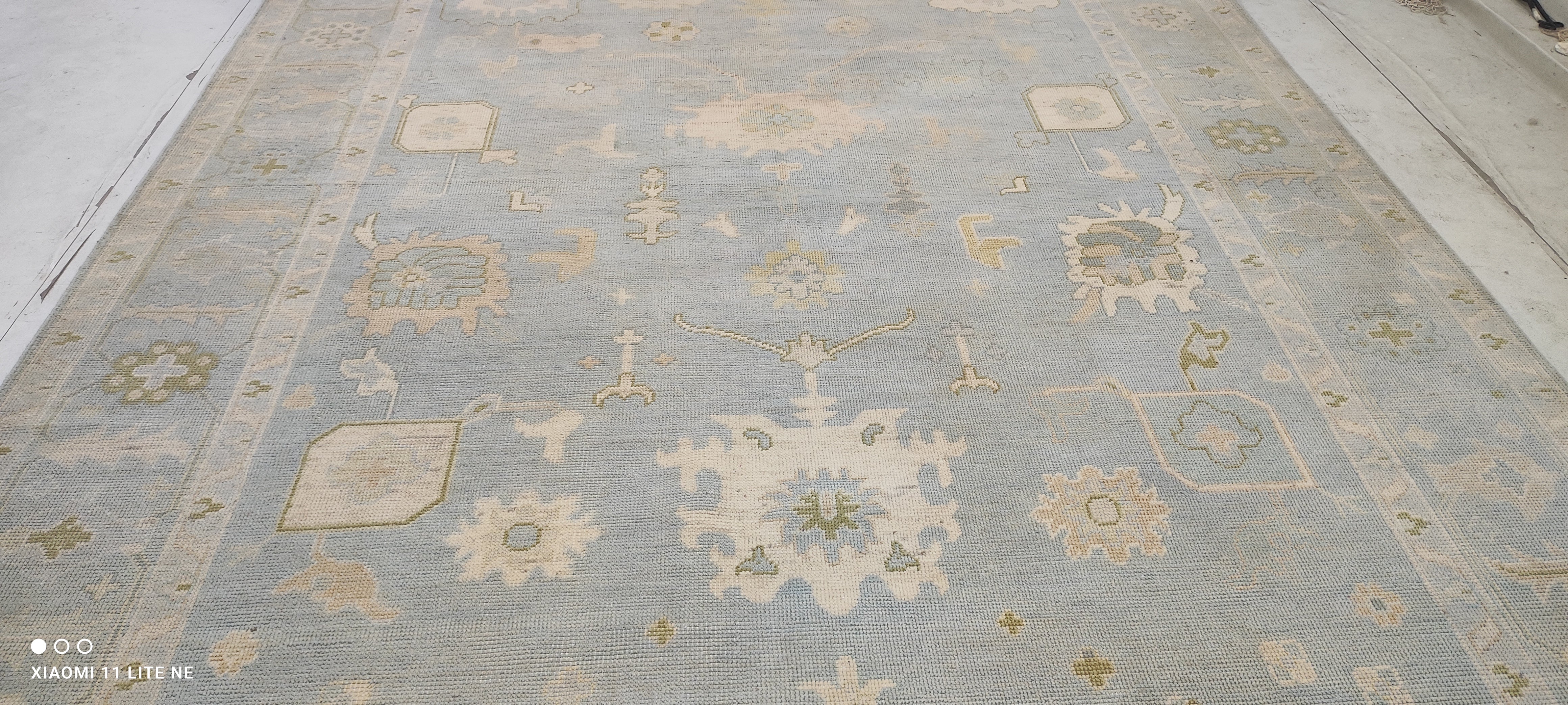 Eva Anderson 9x13 Light Blue Hand-Knotted Oushak Rug