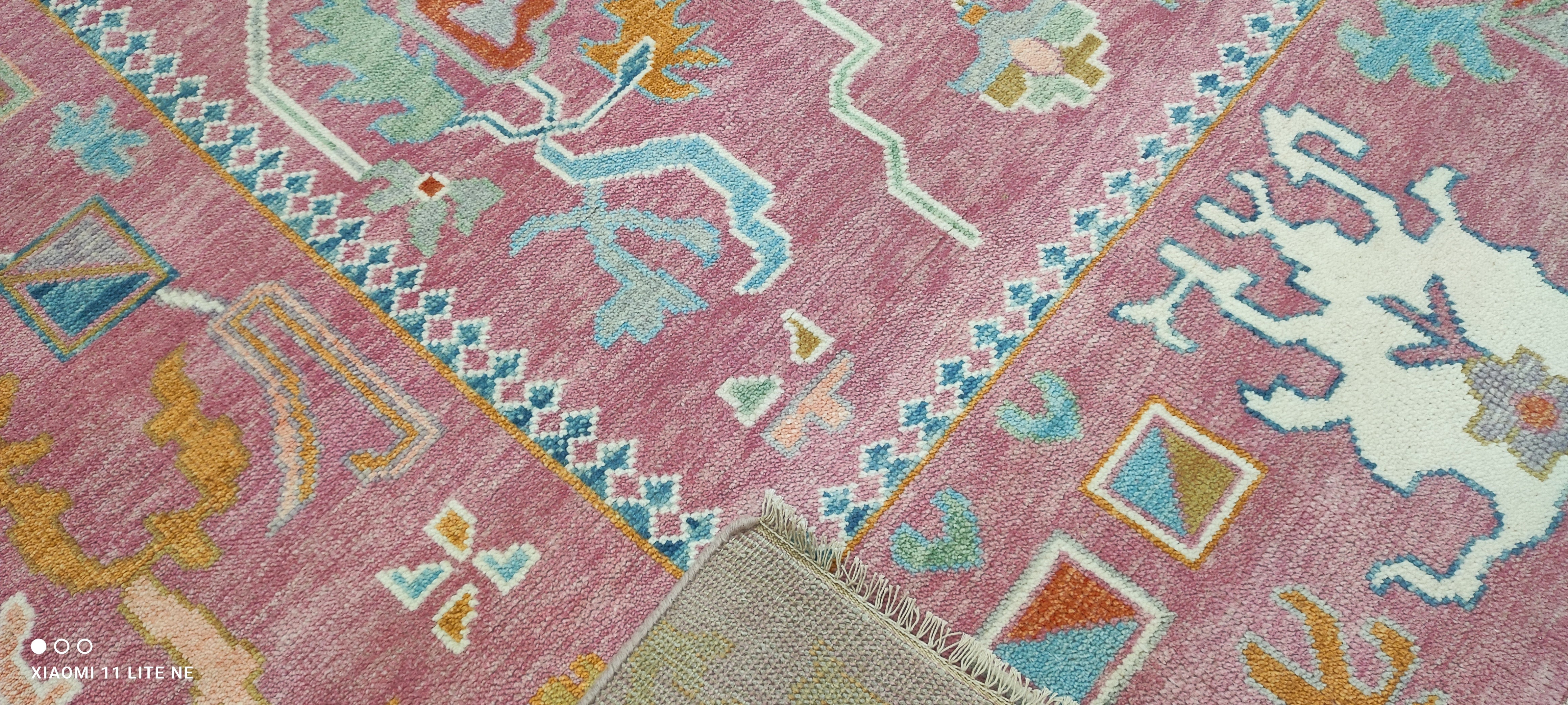 Dakota Fanning 9x12 Pink Hand-Knotted Oushak Rug