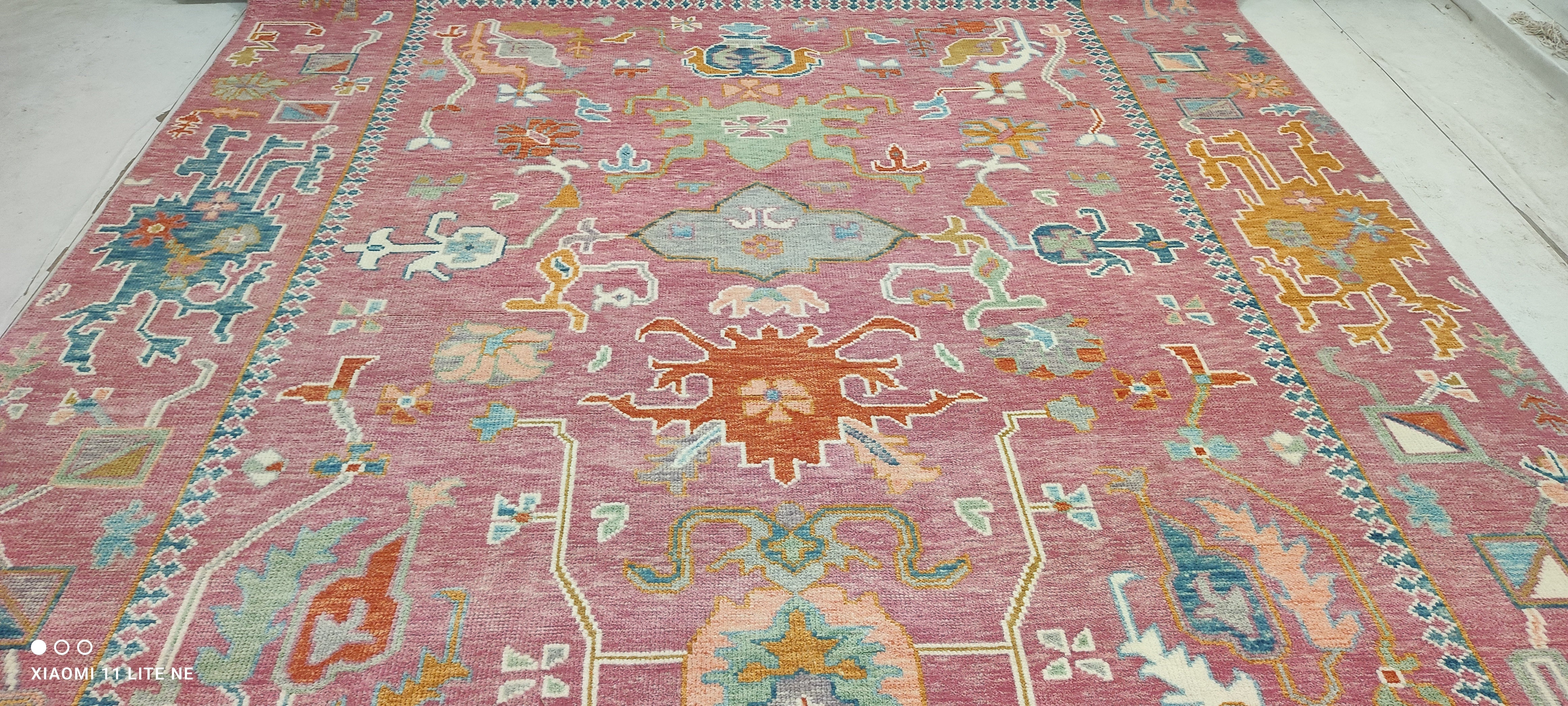 Dakota Fanning 9x12 Pink Hand-Knotted Oushak Rug