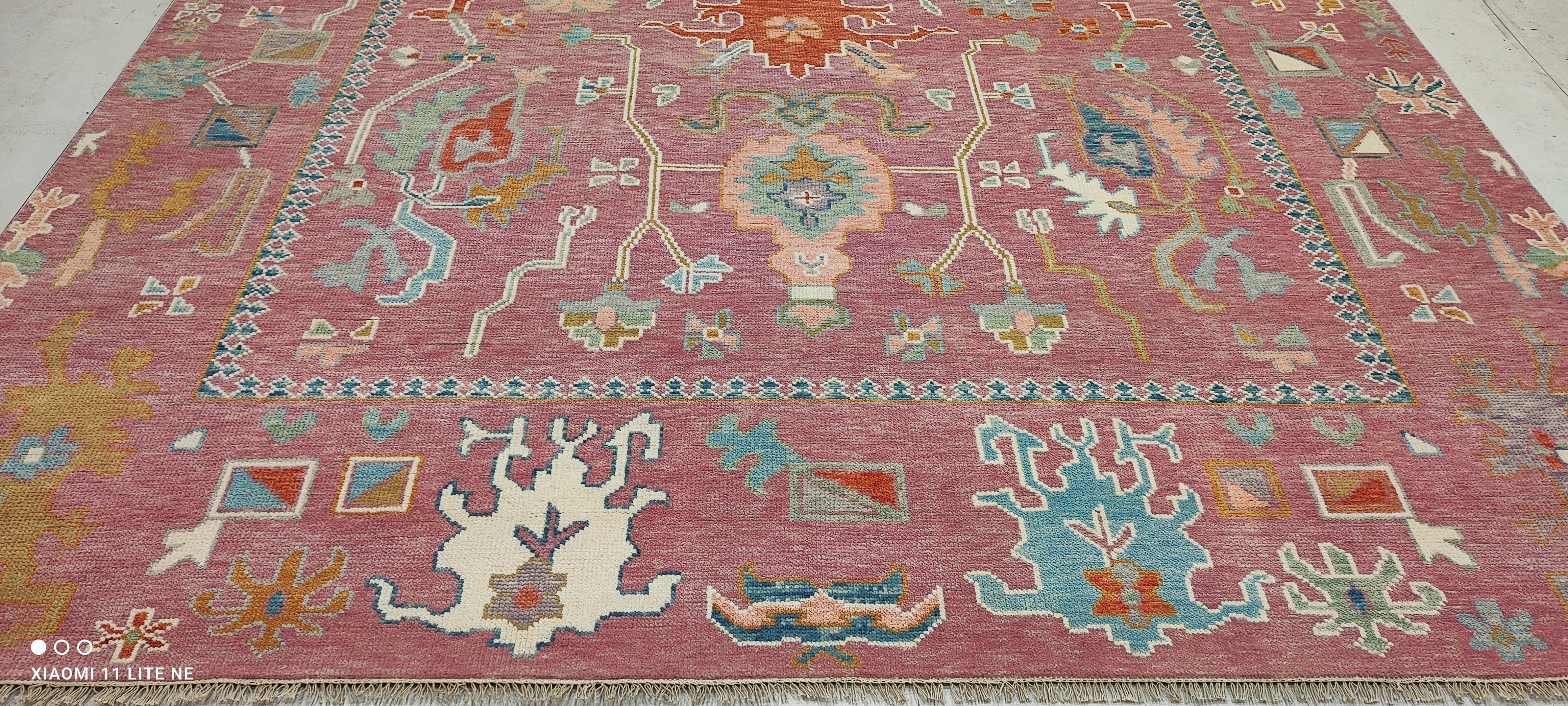 Dakota Fanning 9x12 Pink Hand-Knotted Oushak Rug
