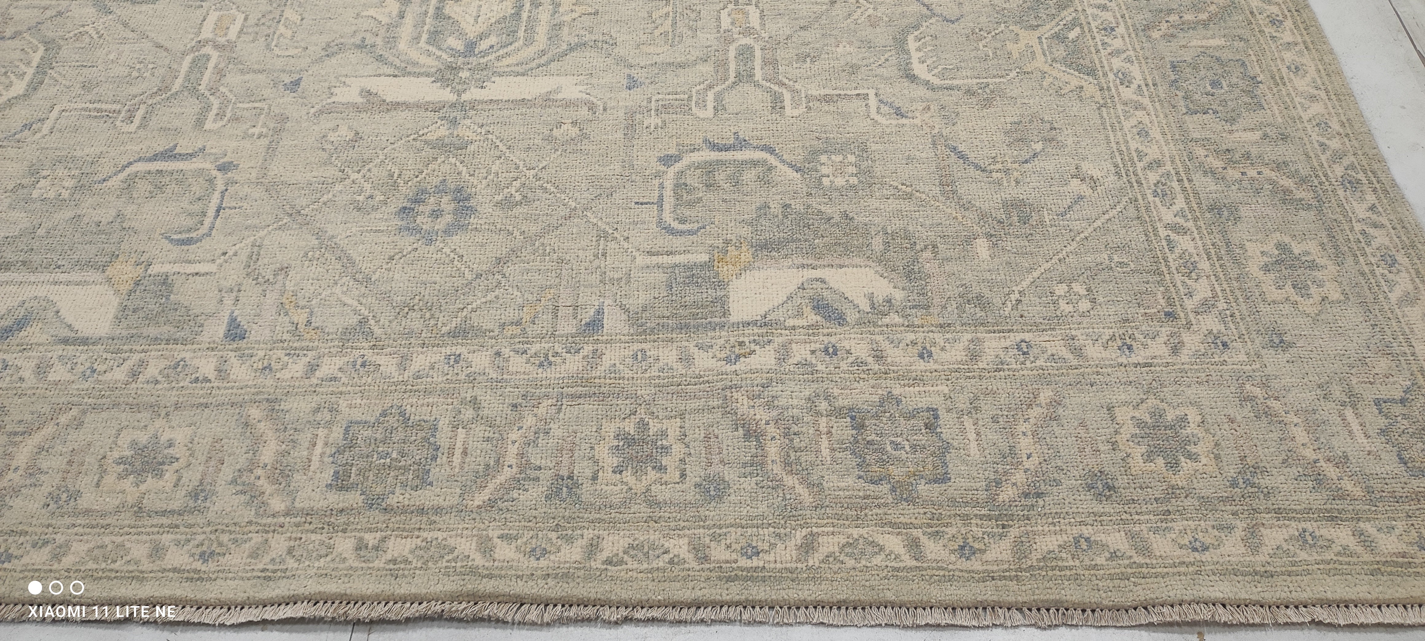Stacy Murphy Gold 9x12 Grey Hand-Knotted Oushak Rug