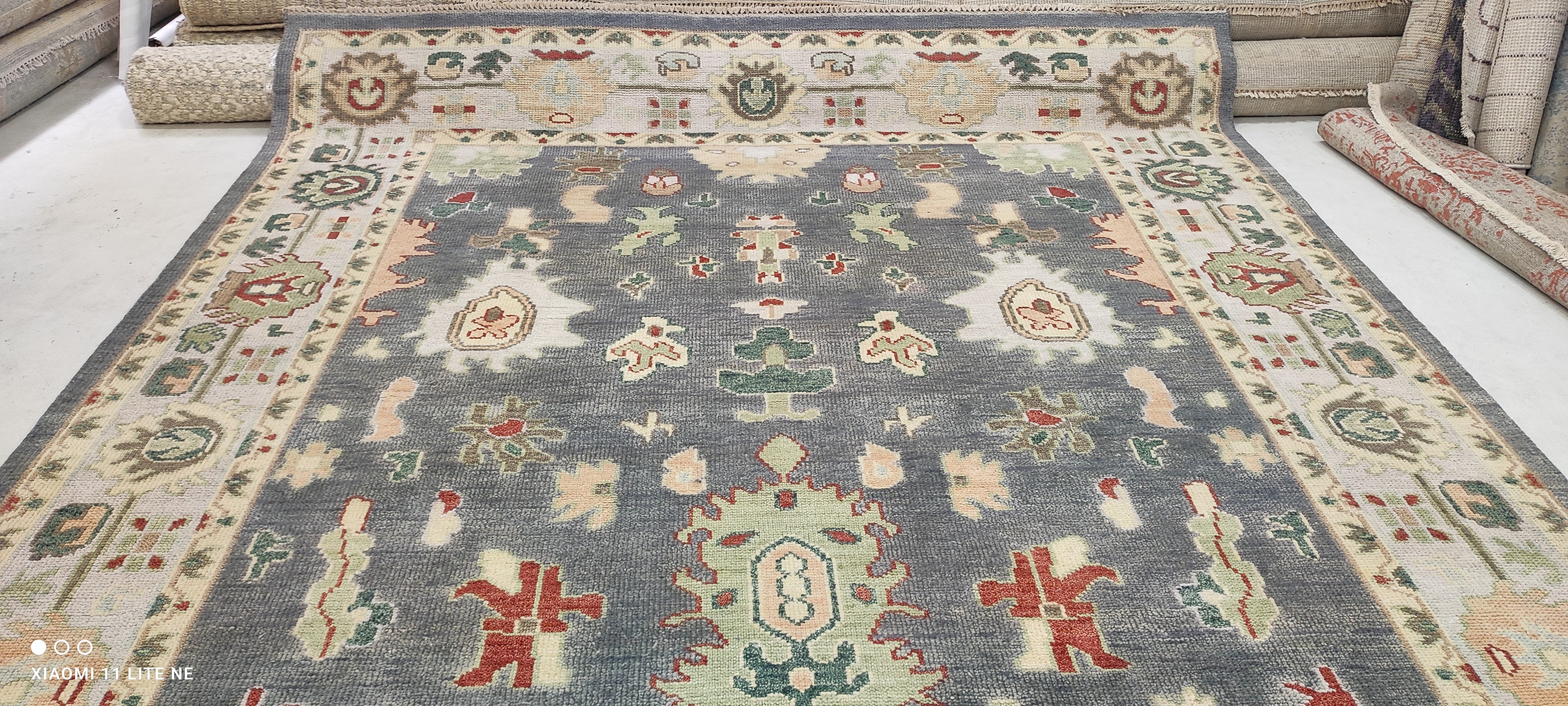 Caroline James 9x11.9 Multi Color Hand-Knotted Oushak Rug