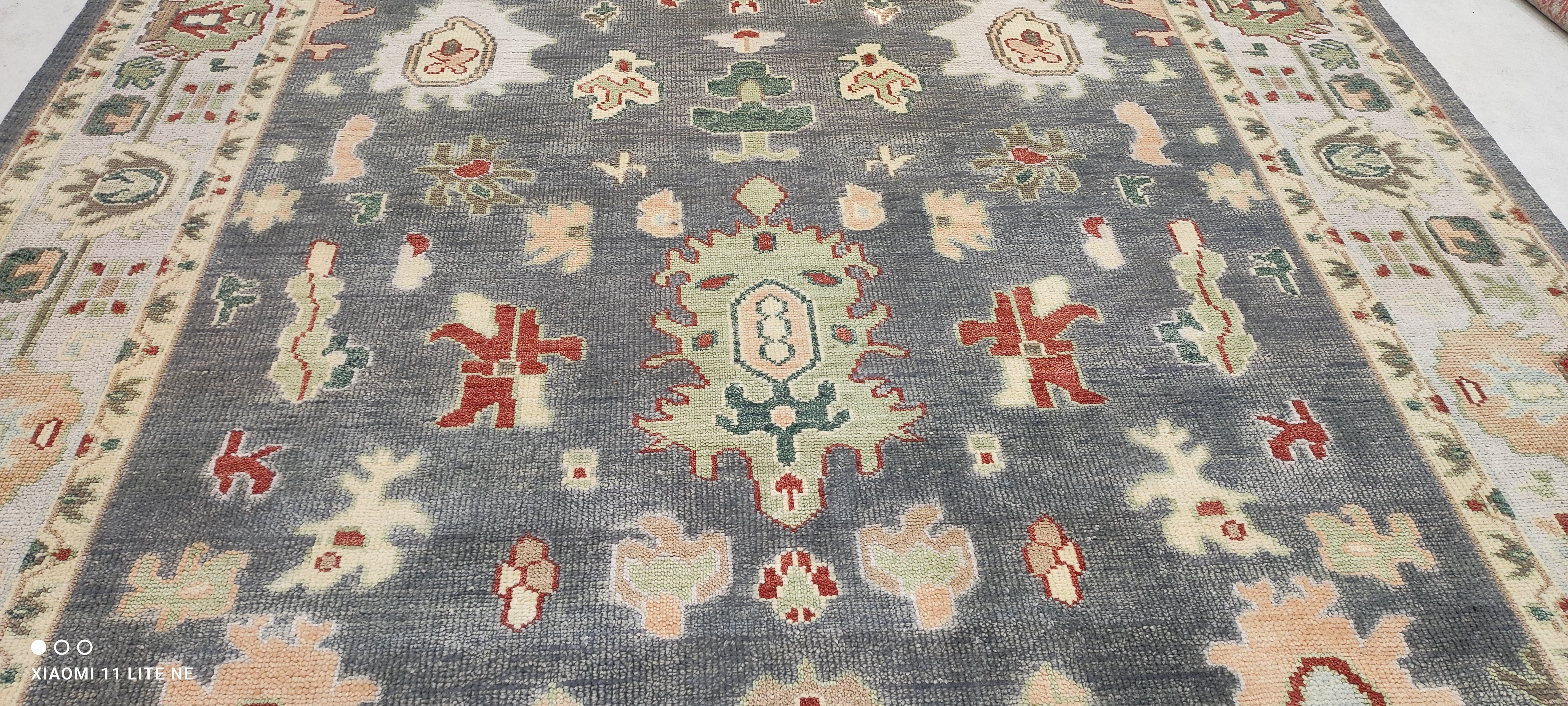 Caroline James 9x11.9 Multi Color Hand-Knotted Oushak Rug